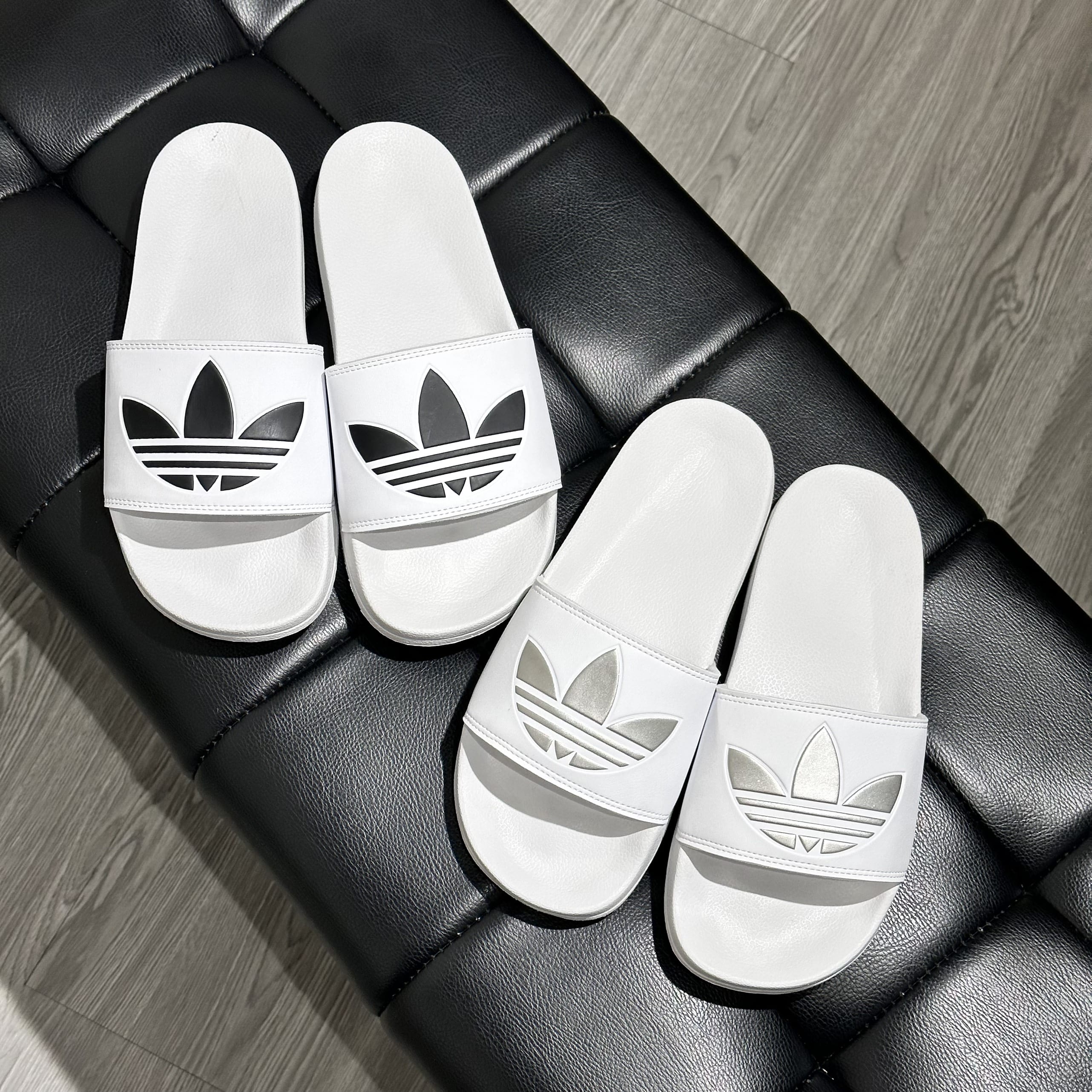 011 -  Dép Adidas Adilette Lite - Trắng - Logo Bạc [HÀNG CHÍNH HÃNG]