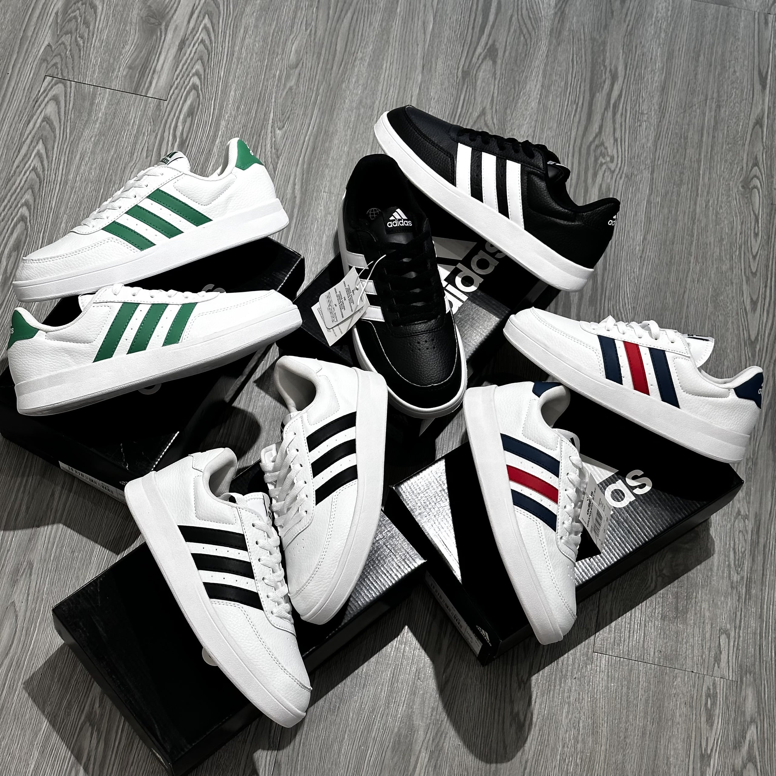 251 -  Giày Adidas Break Net 2.0 - Wht/Gre - Trắng Sọc Xanh Lá [HÀNG CHÍNH HÃNG]