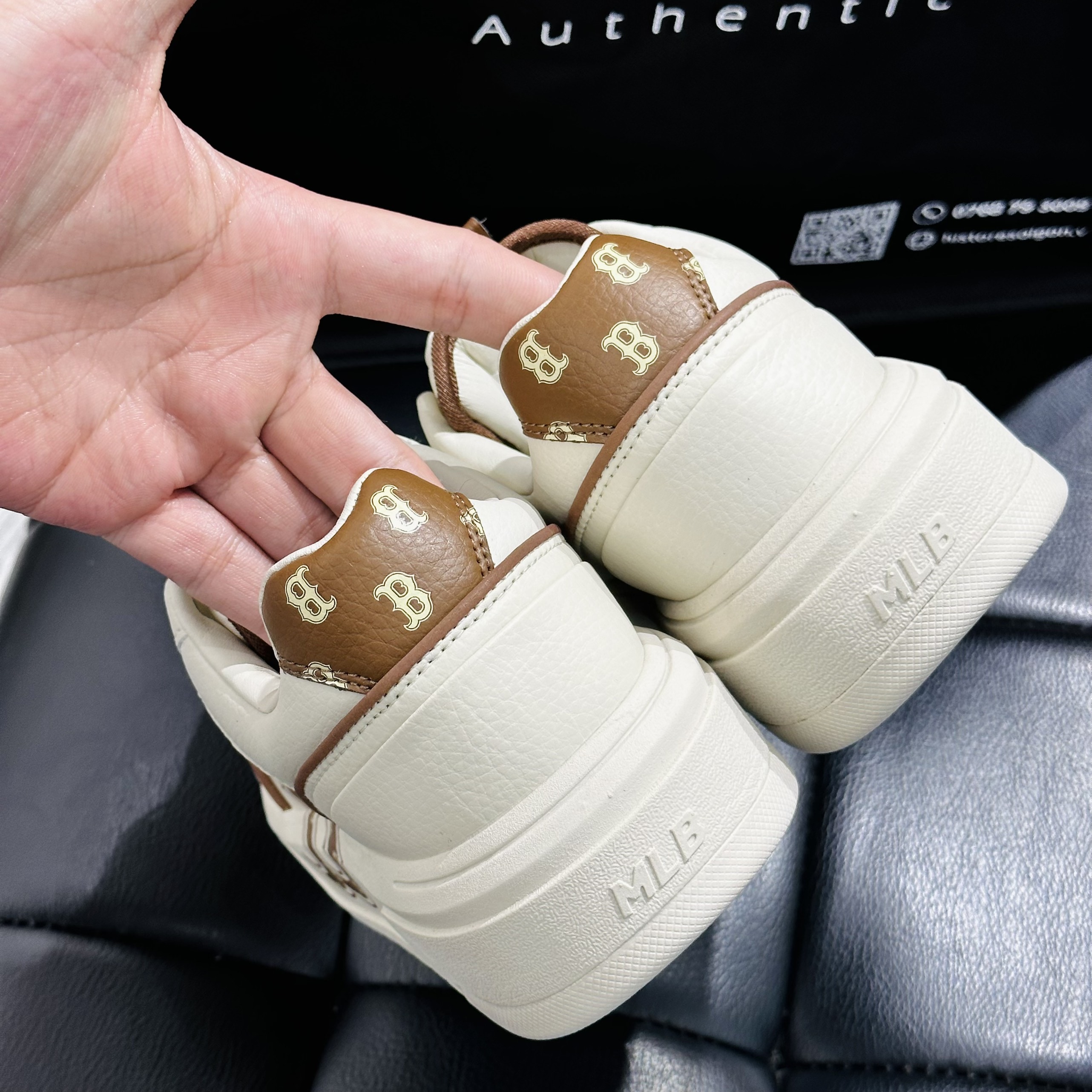 238 -  Giày MLB Liner Big B Monogram - Trắng Viền Nâu LV - Code 3ASXCLR3N-43BRS [HÀNG CHÍNH HÃNG]