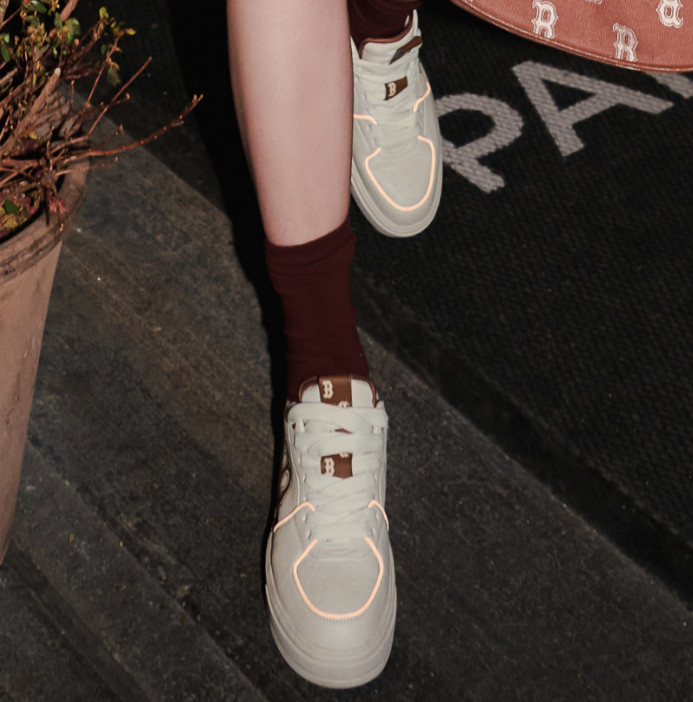 238 -  Giày MLB Liner Big B Monogram - Trắng Viền Nâu LV - Code 3ASXCLR3N-43BRS [HÀNG CHÍNH HÃNG]