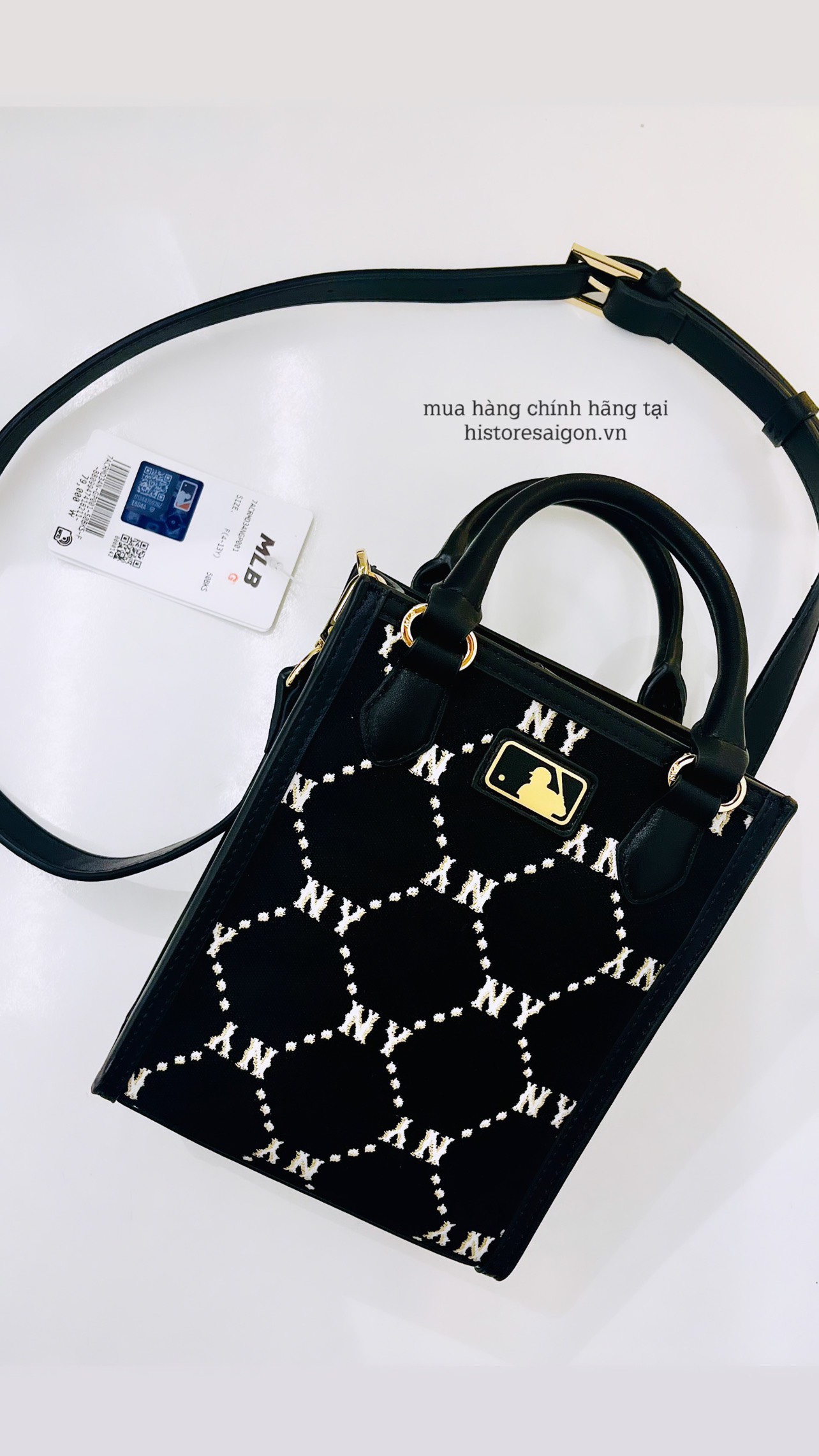 492 -  Túi MLB NY Monogram - Phonebag Dọc - Đen - Code 7ACRMD34N-50BKL [HÀNG CHÍNH HÃNG]