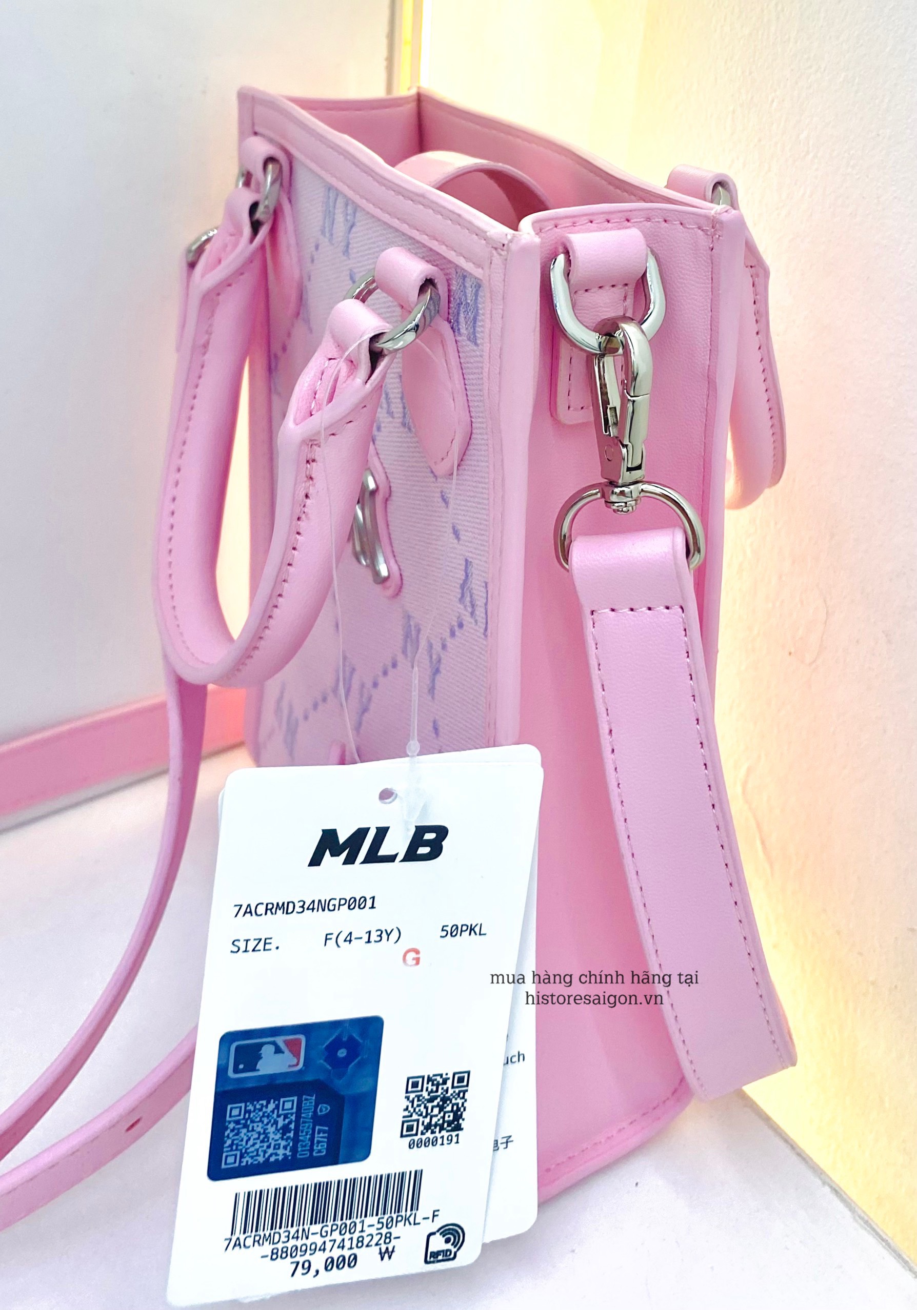 488 -  Túi MLB NY Monogram - Phonebag Dọc - Hồng Pinky - Code 7ACRMD34N 50PKL [HÀNG CHÍNH HÃNG]