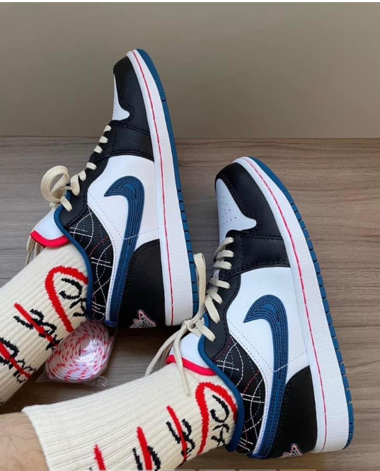 519 -  Giày Nike Air Jordan 1 Low Blue Sashiko FV3622 141 [HÀNG CHÍNH HÃNG]