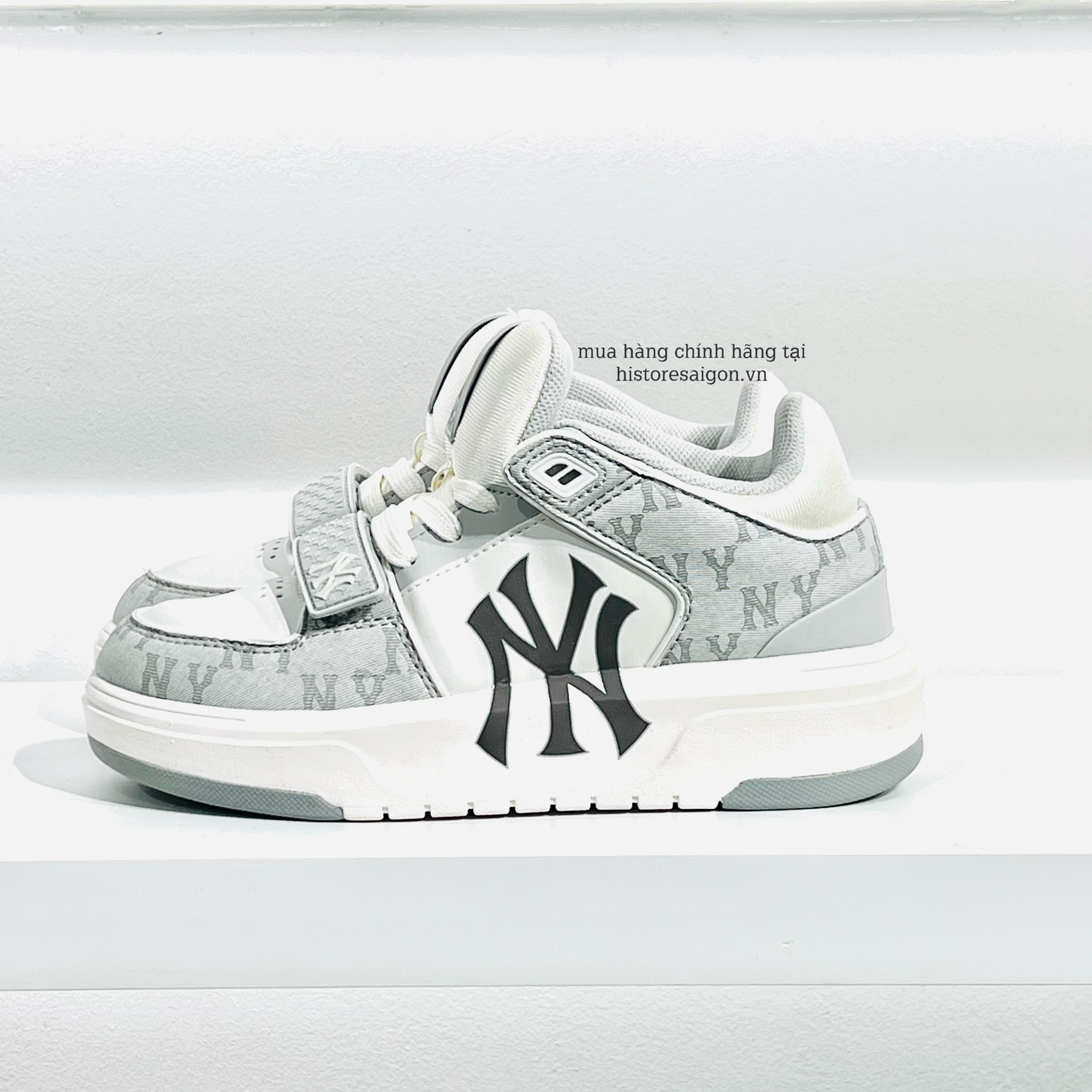 536 -  Giày MLB Liner Mid Monogram NY - Trắng Xám - Code 3ASXCDN3N-50GRS [HÀNG CHÍNH HÃNG]