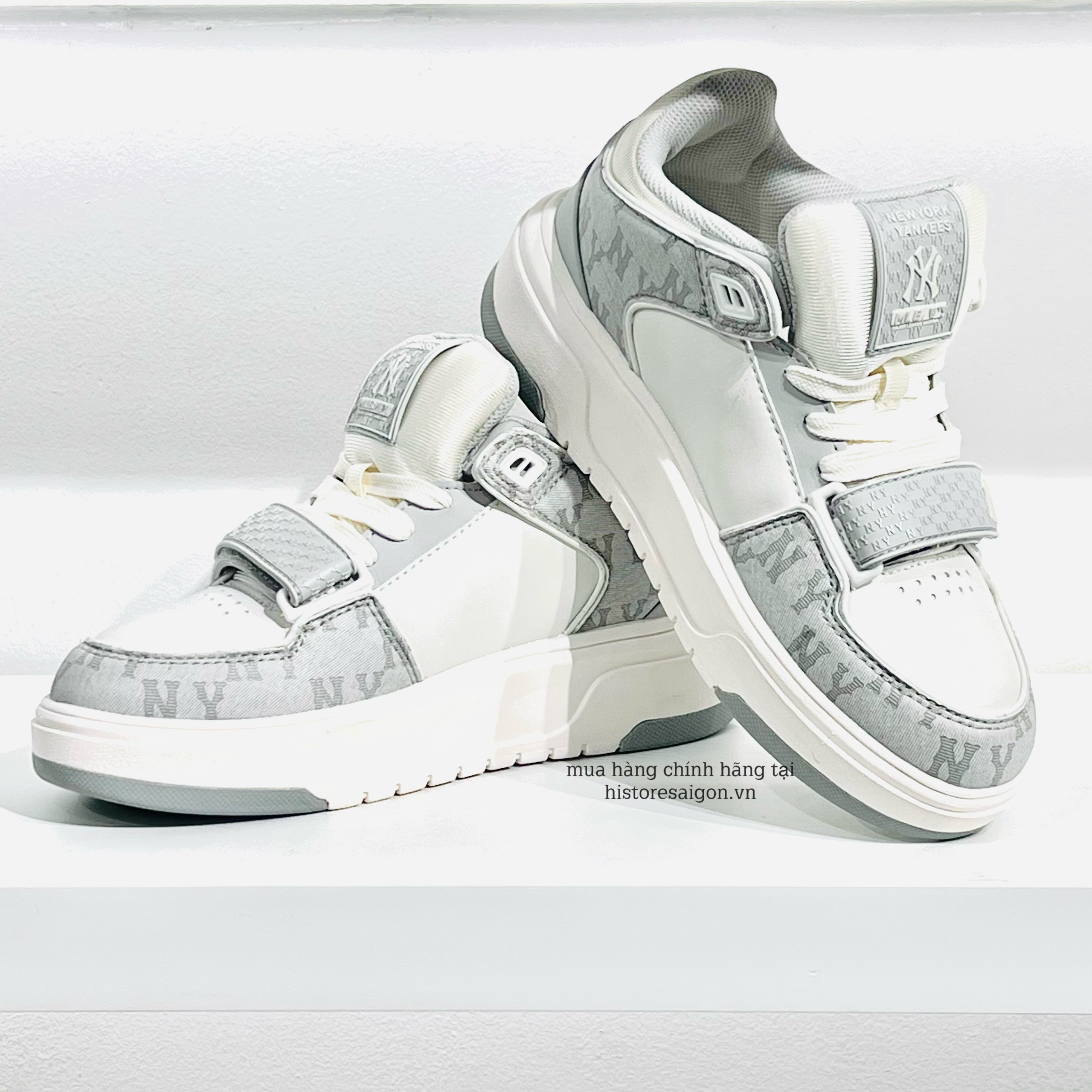 536 -  Giày MLB Liner Mid Monogram NY - Trắng Xám - Code 3ASXCDN3N-50GRS [HÀNG CHÍNH HÃNG]