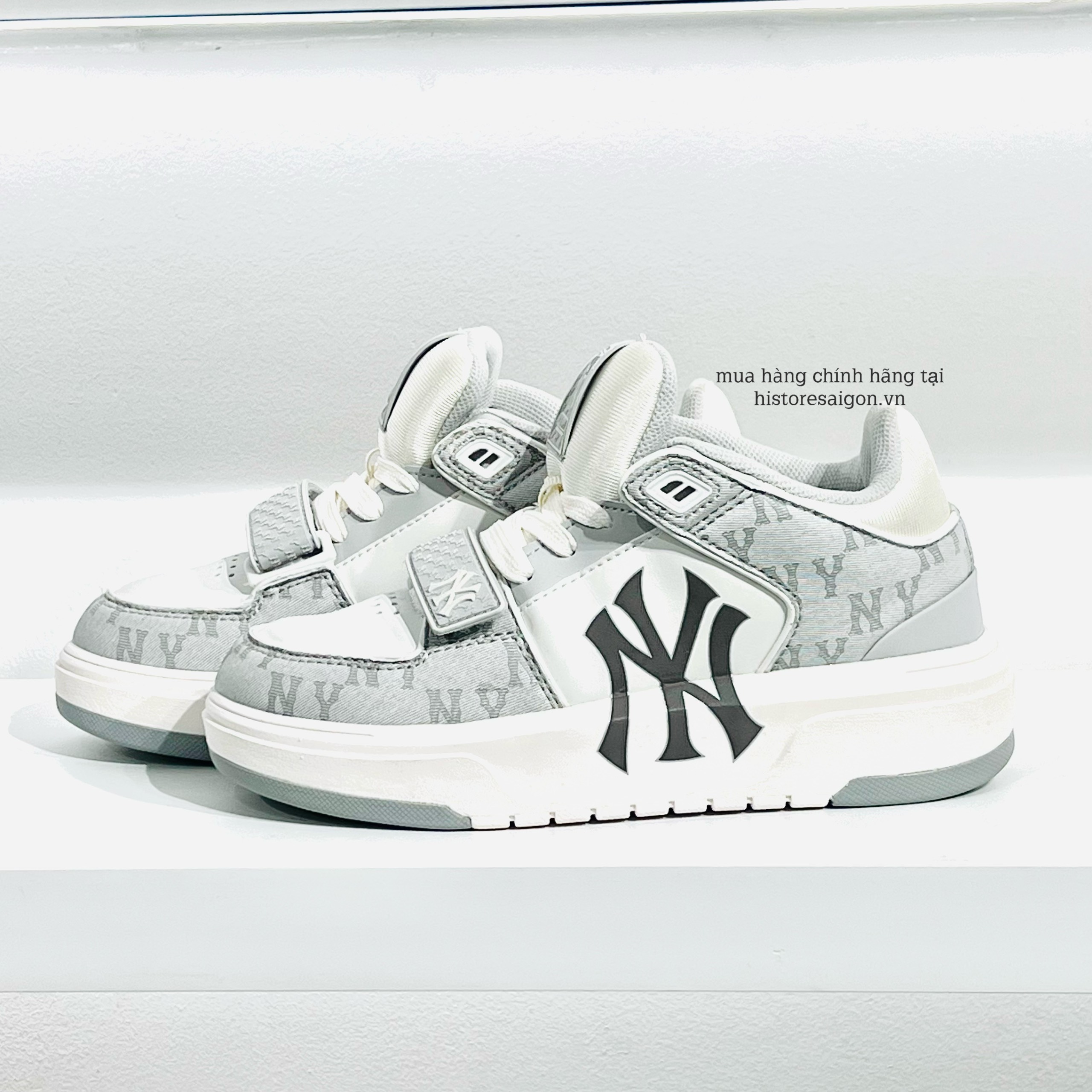 536 -  Giày MLB Liner Mid Monogram NY - Trắng Xám - Code 3ASXCDN3N-50GRS [HÀNG CHÍNH HÃNG]
