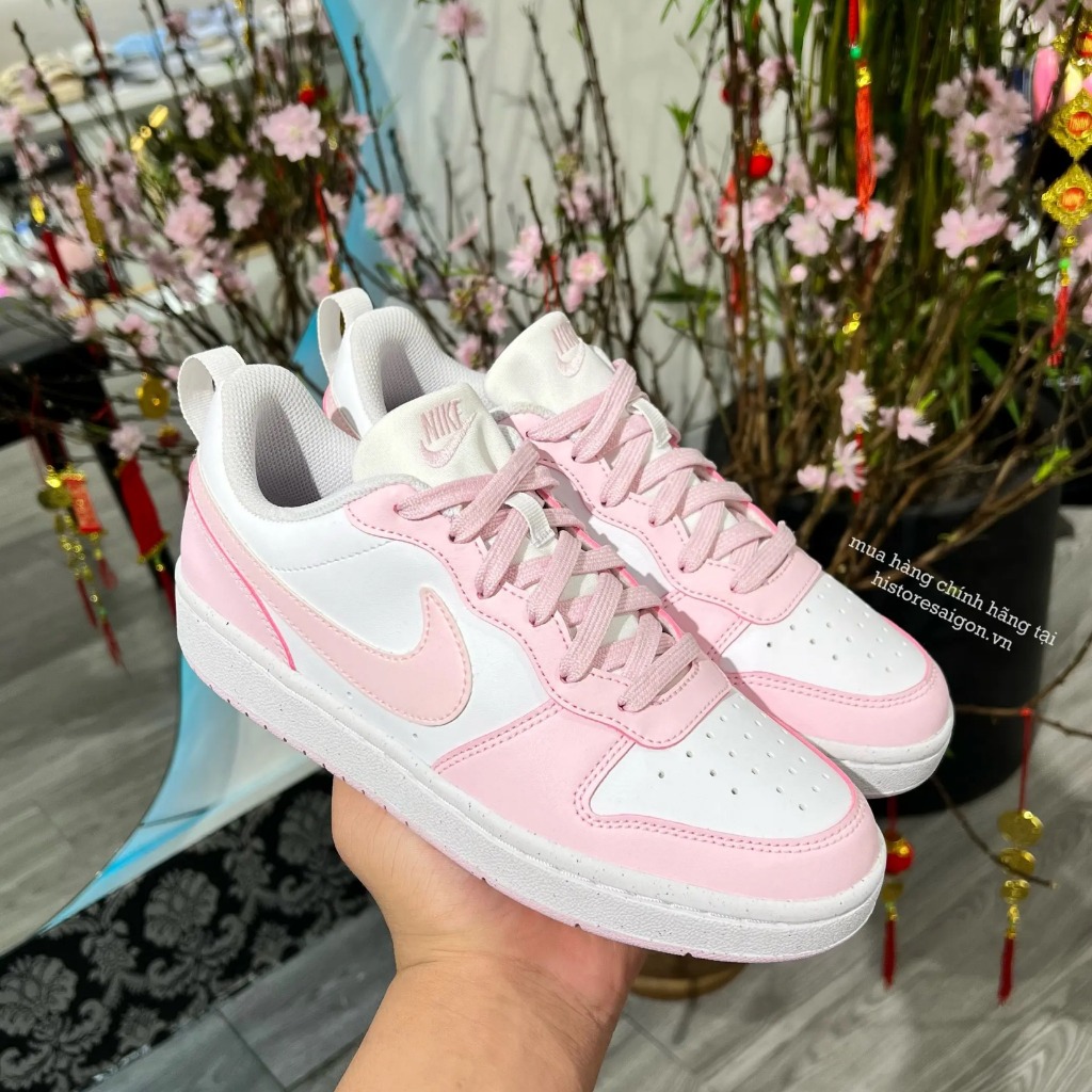 376 -  Giày Nike Court Borough Low Recaft (GS) - Hồng Pinky - Code DV5456-105 [HÀNG CHÍNH HÃNG]