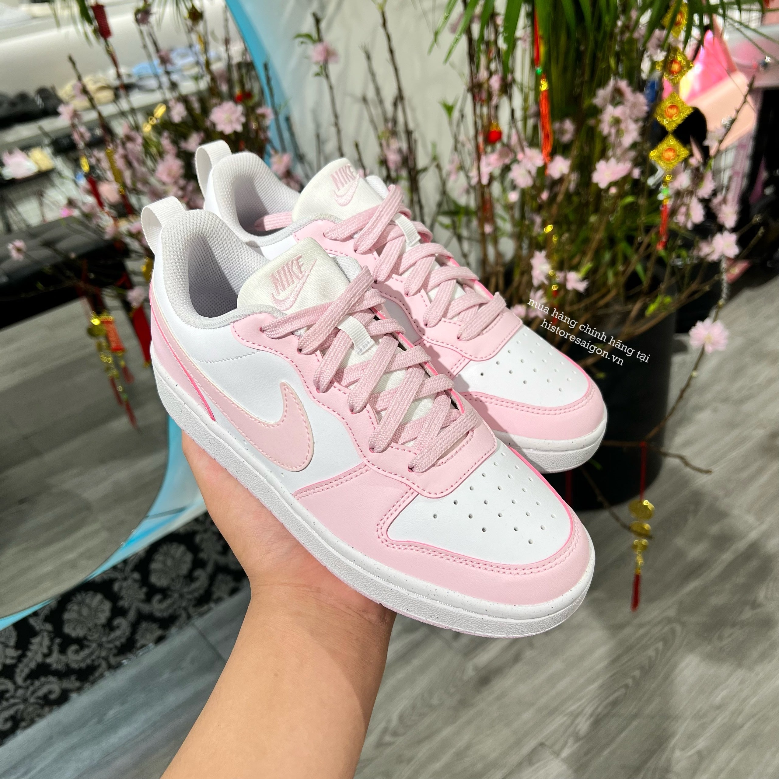 376 -  Giày Nike Court Borough Low Recaft (GS) - Hồng Pinky - Code DV5456-105 [HÀNG CHÍNH HÃNG]