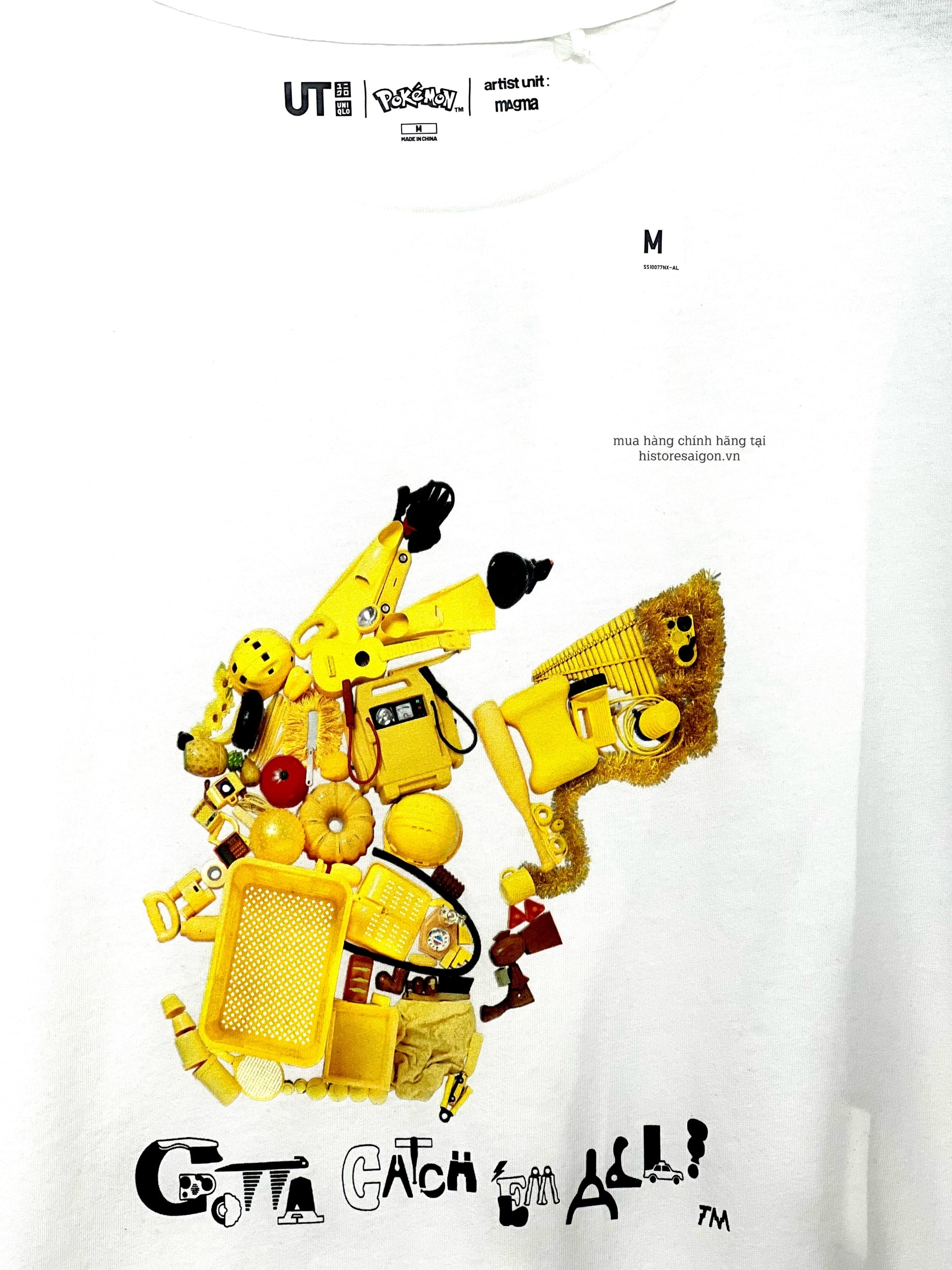 156 -  Áo Uniqlo - Trắng - Pikachu Vàng [HÀNG CHÍNH HÃNG]