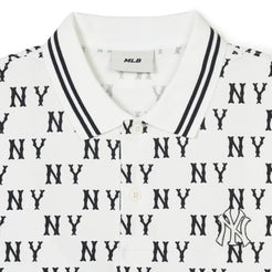 702 -  Áo Polo MLB Front Pattern Collar NY Monogram - Trắng Ivory - Code 3APQM0443 50IVS [HÀNG CHÍNH HÃNG]