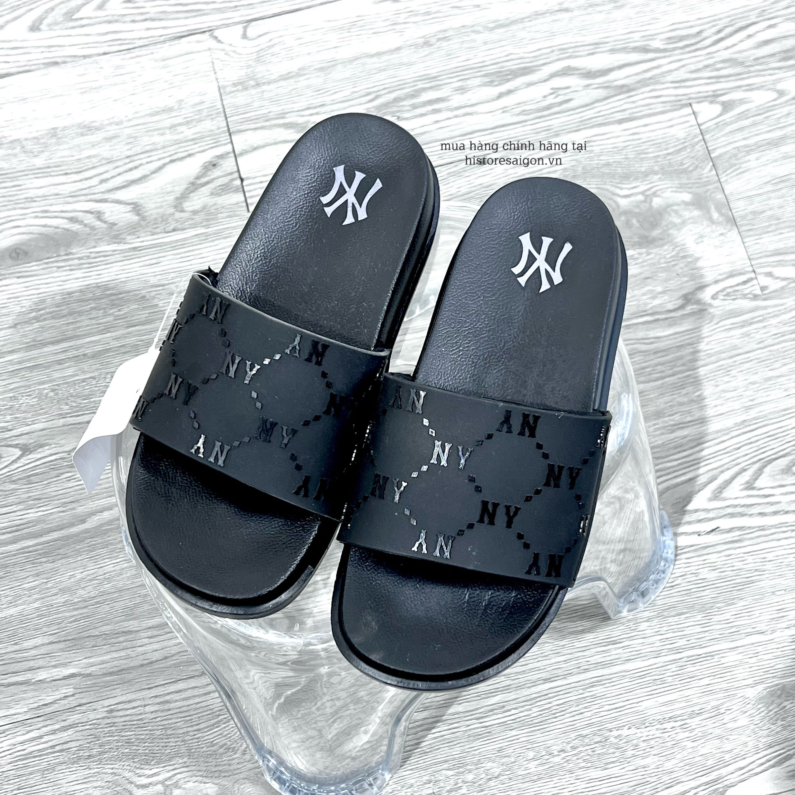 666 -  Dép MLB NY Mound Dia Monogram - Đen - Code 3ALPAC123 50BKS [HÀNG CHÍNH HÃNG]