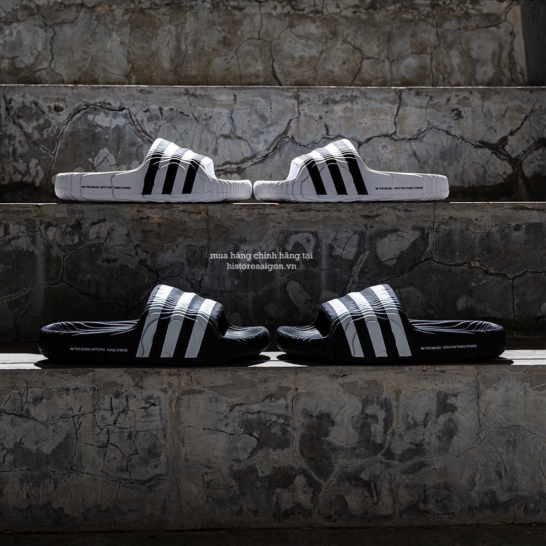 219 -  Dép Adidas Adilette 22 - Trắng Sọc Đen [HÀNG CHÍNH HÃNG]