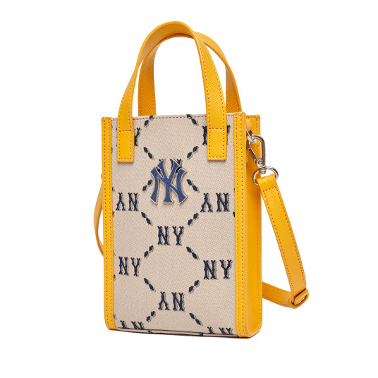 741 -  Túi MLB NY Diamond Monogram - Cellbag Dọc - Beige - Code 3ACRH012N 50BGS [HÀNG CHÍNH HÃNG]