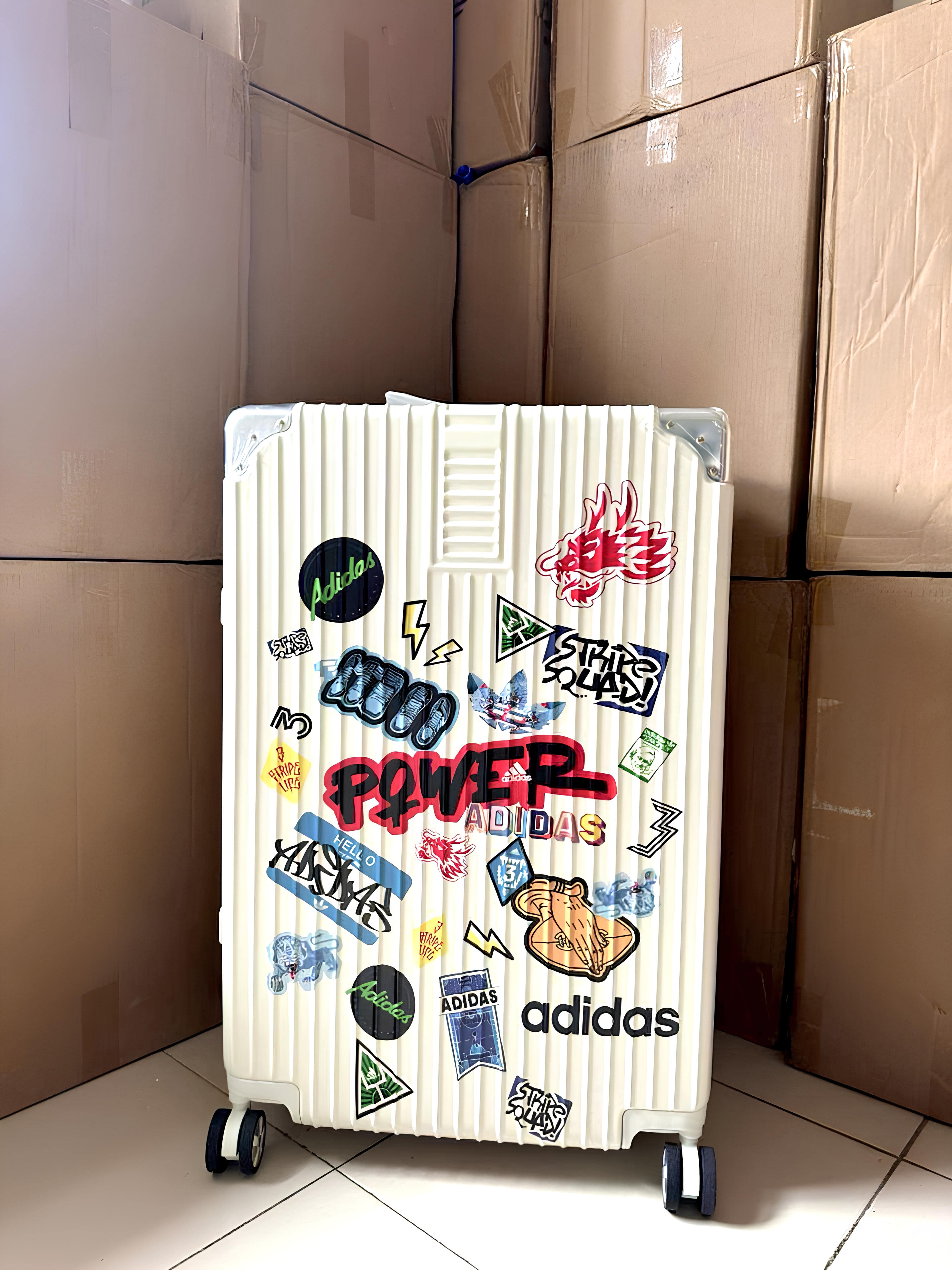 647 -  Vali Adidas Sticker Power - Size Ký Gửi 28 - Trắng Kem [HÀNG CHÍNH HÃNG]