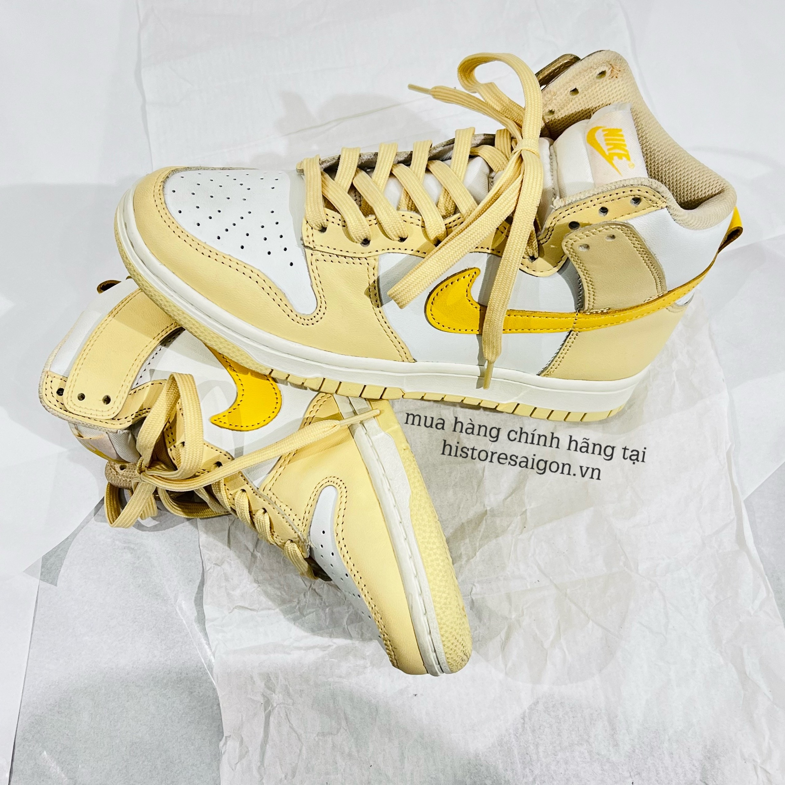 255 -  Giày Nike Dunk High 'Pale Vanilla Topaz Gold' - Trắng Vàng - DD1869-201 [HÀNG CHÍNH HÃNG]