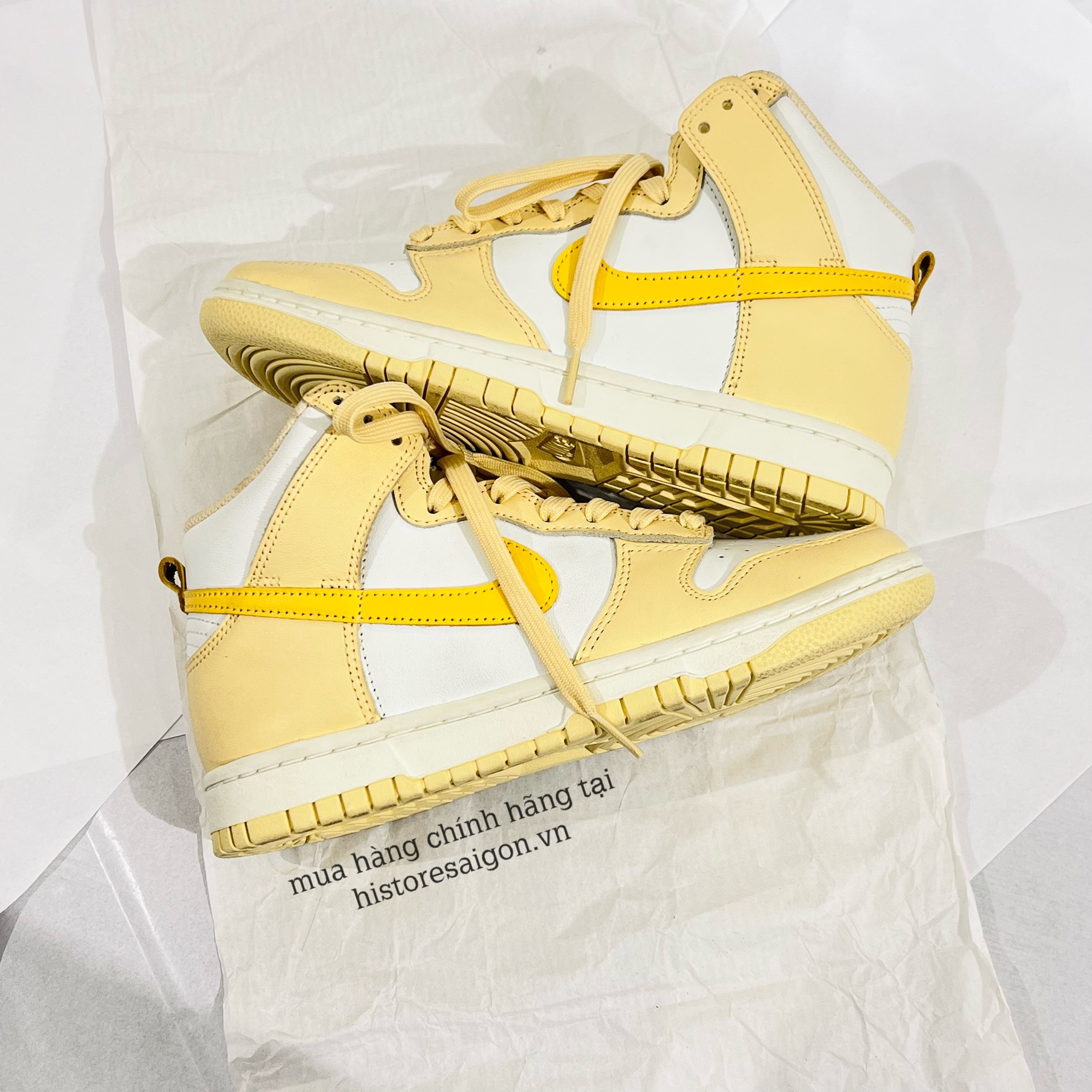 255 -  Giày Nike Dunk High 'Pale Vanilla Topaz Gold' - Trắng Vàng - DD1869-201 [HÀNG CHÍNH HÃNG]