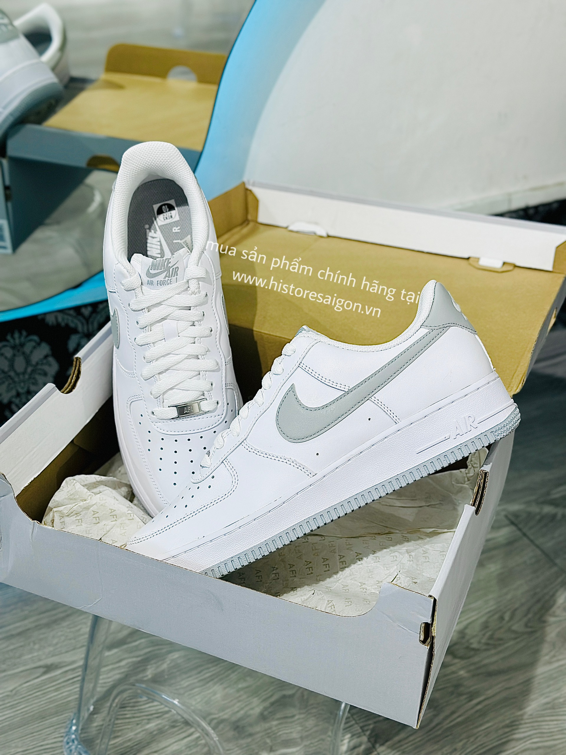 755 -  Giày Nike Air Force 1 White Light Smoke Grey FJ4146 100  [HÀNG CHÍNH HÃNG]