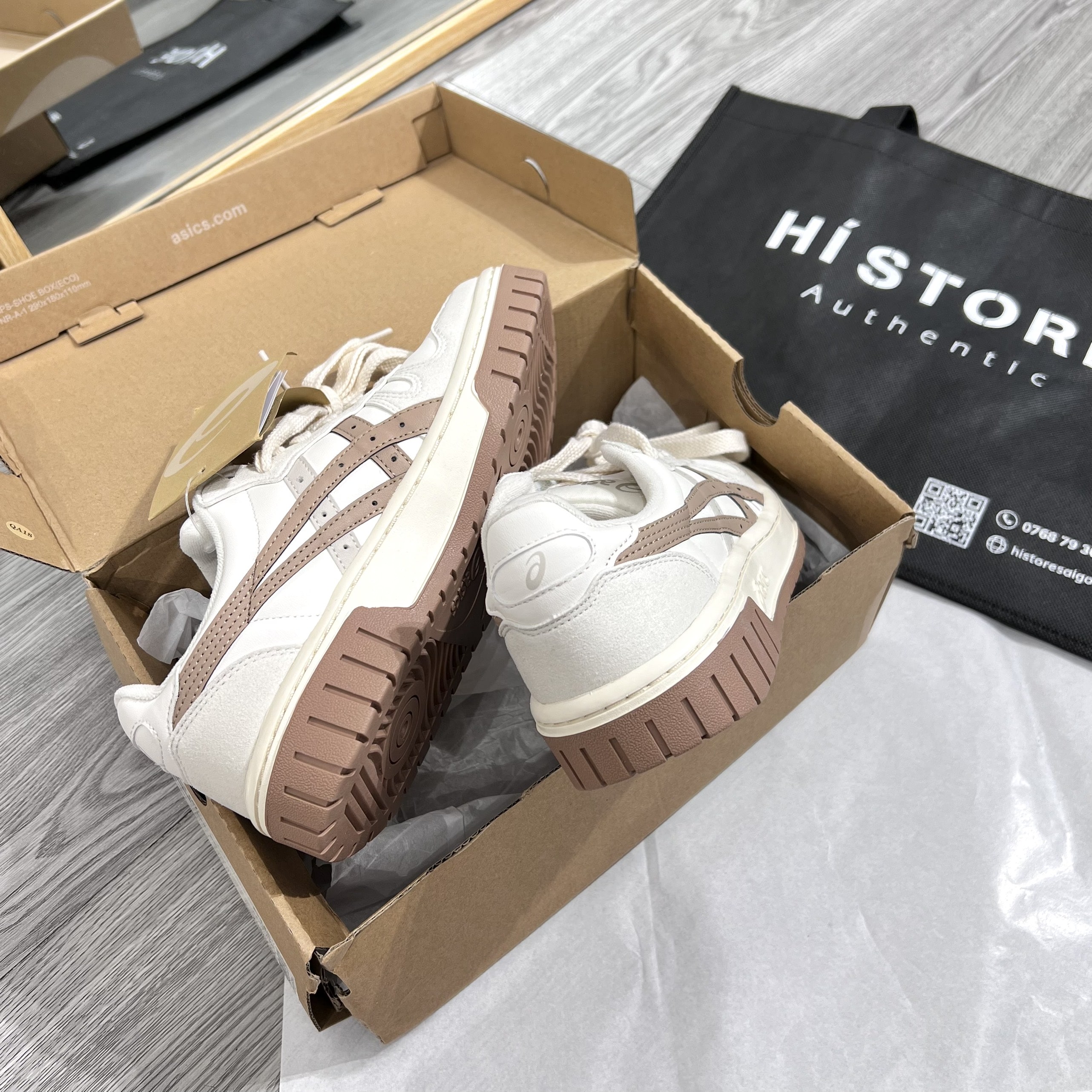 462 -  Giày Asics Court MZ Retro Casual White Brown - Code 1203A127-105 [HÀNG CHÍNH HÃNG]