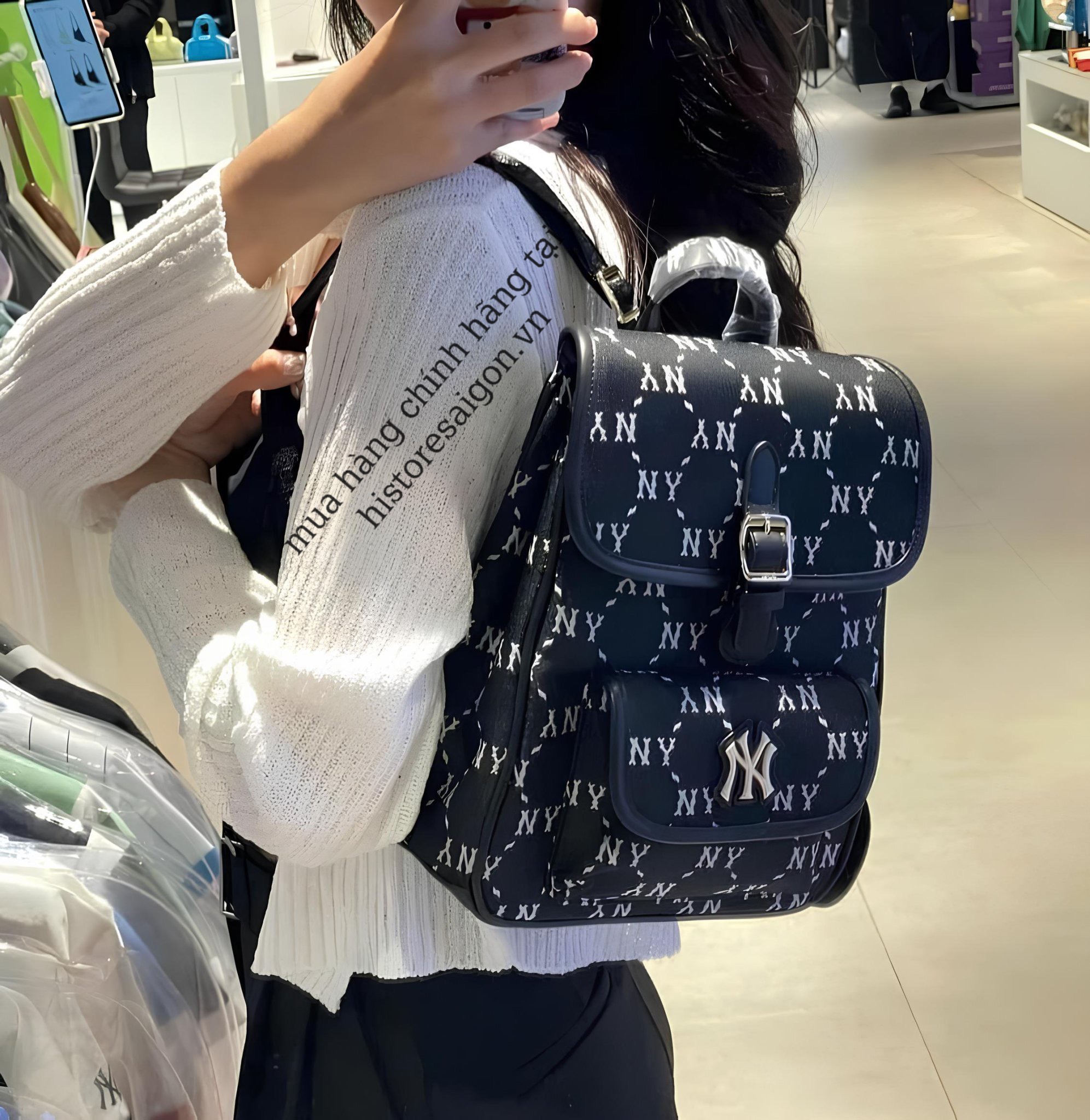 934 -  Balo MLB Jacquard Diamond Monogram NY SS24 - Đen - Code 7ABKMD74N 50BKS [HÀNG CHÍNH HÃNG]
