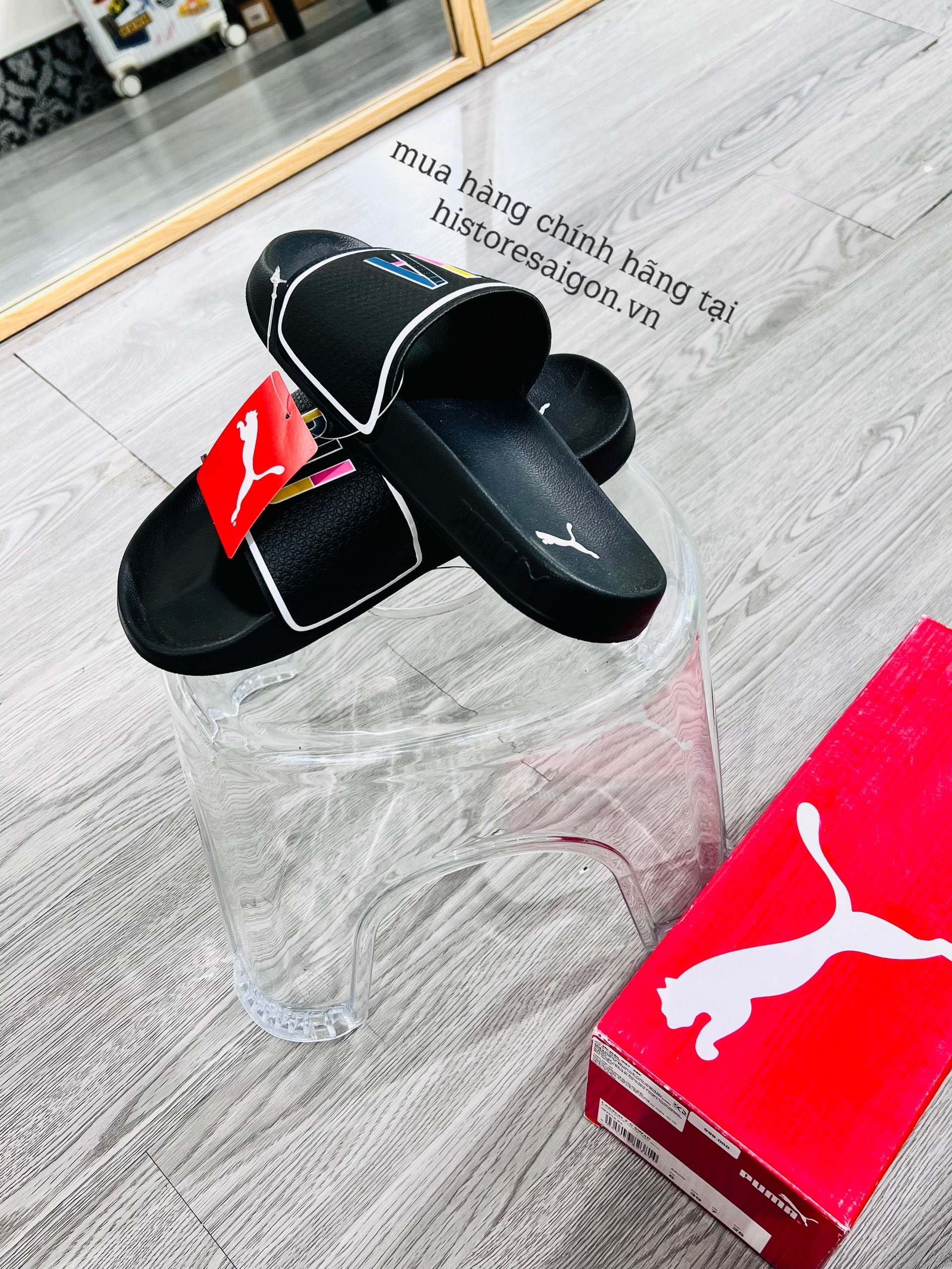 960 -  Dép Puma Lead Cat 2.0 SWXP White Black Tangerine - Đen - Code 387514 03 [HÀNG CHÍNH HÃNG]