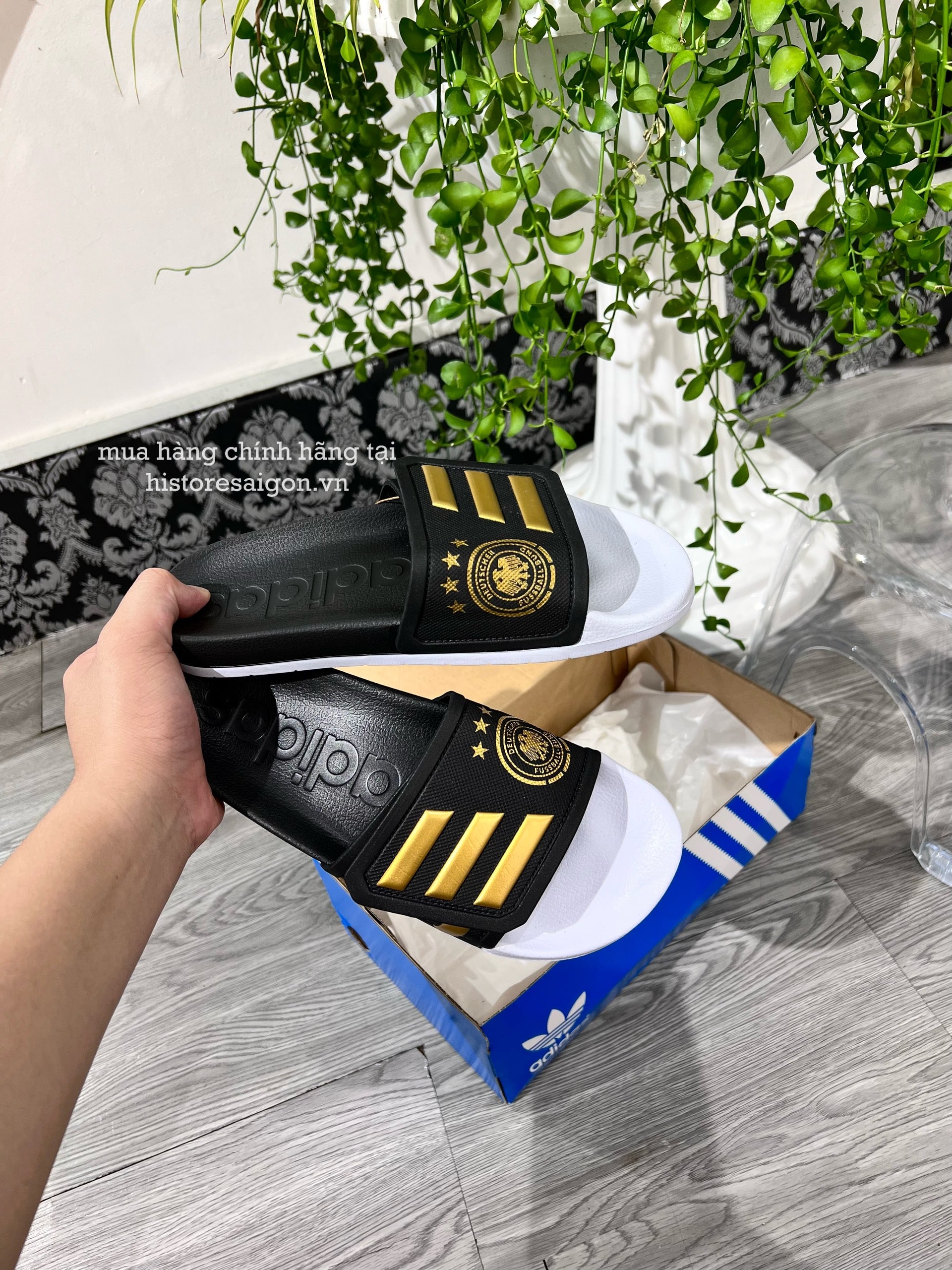 1007 -  Dép Adidas Adilette TND Germany Core Black / Tactile Gold Metallic - Code GX9706 [HÀNG CHÍNH HÃNG]