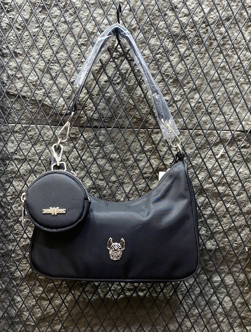 1075 -  Túi Life Work Jagard Nylon Hobo Bag Black - Túi Kẹp Nách - Code LW245BG75040F [HÀNG CHÍNH HÃNG]