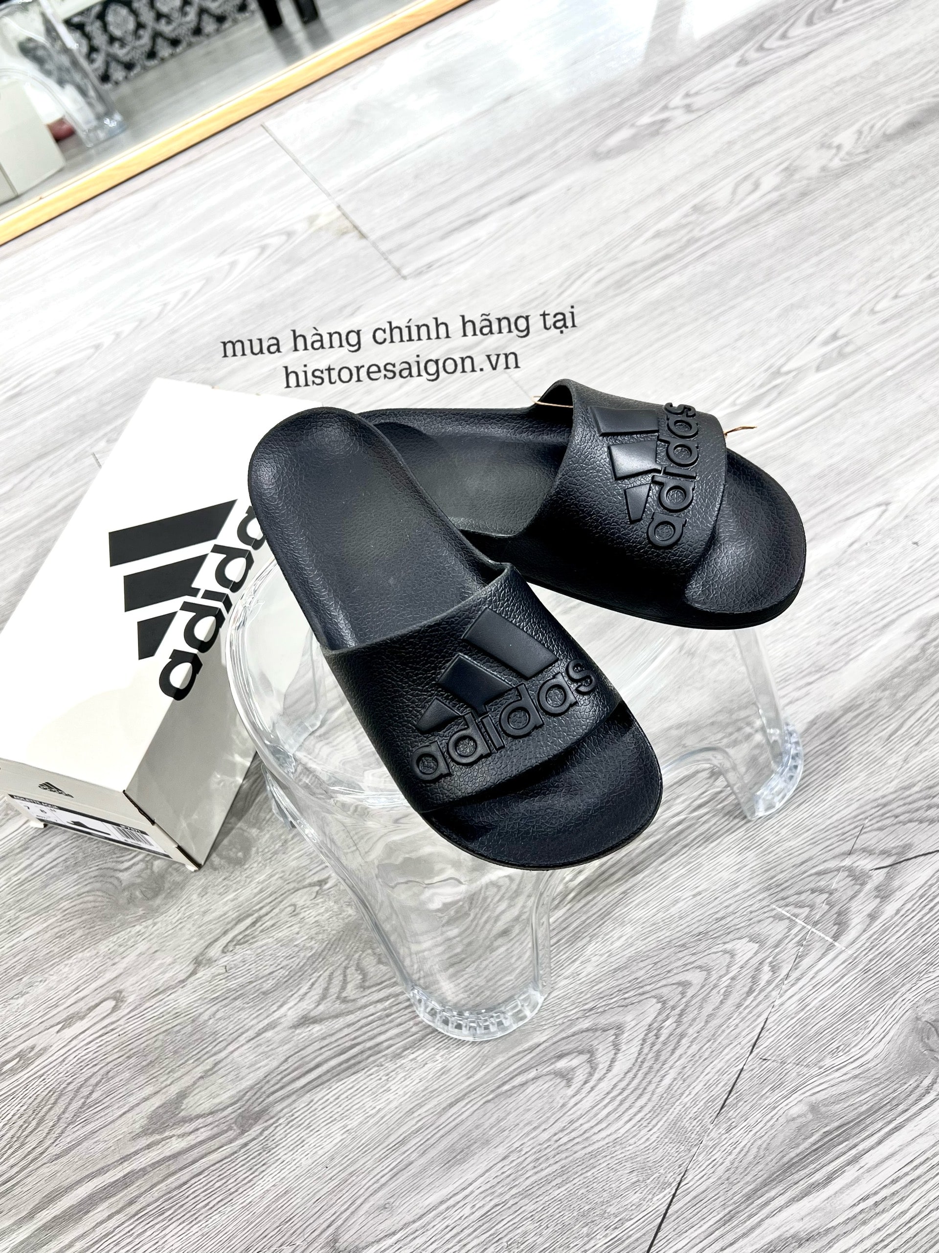 801 -  Dép Adidas Sportwear Adilette Aqua Slides - All Black - Code IF7371 [HÀNG CHÍNH HÃNG]