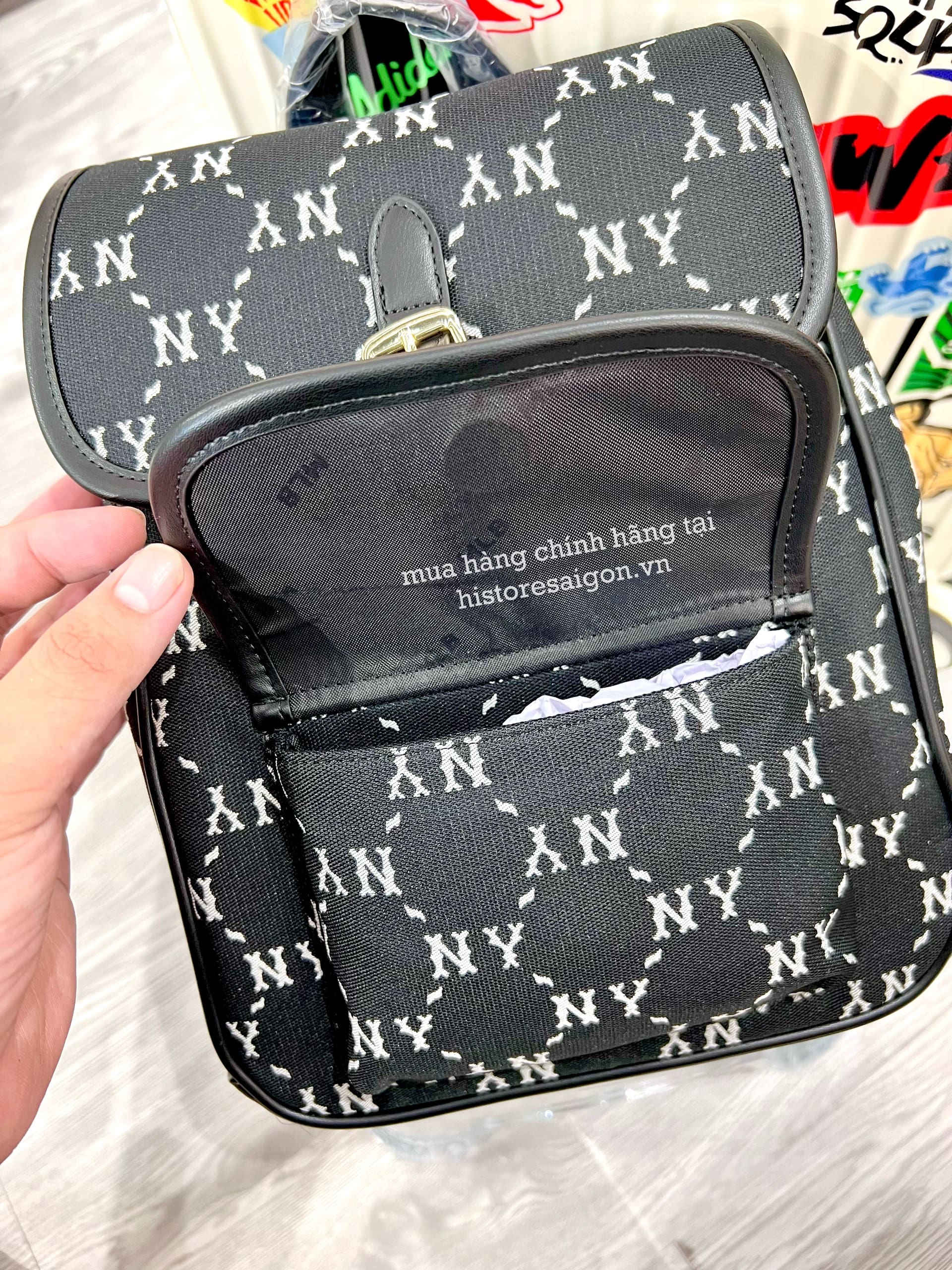 934 -  Balo MLB Jacquard Diamond Monogram NY SS24 - Đen - Code 7ABKMD74N 50BKS [HÀNG CHÍNH HÃNG]