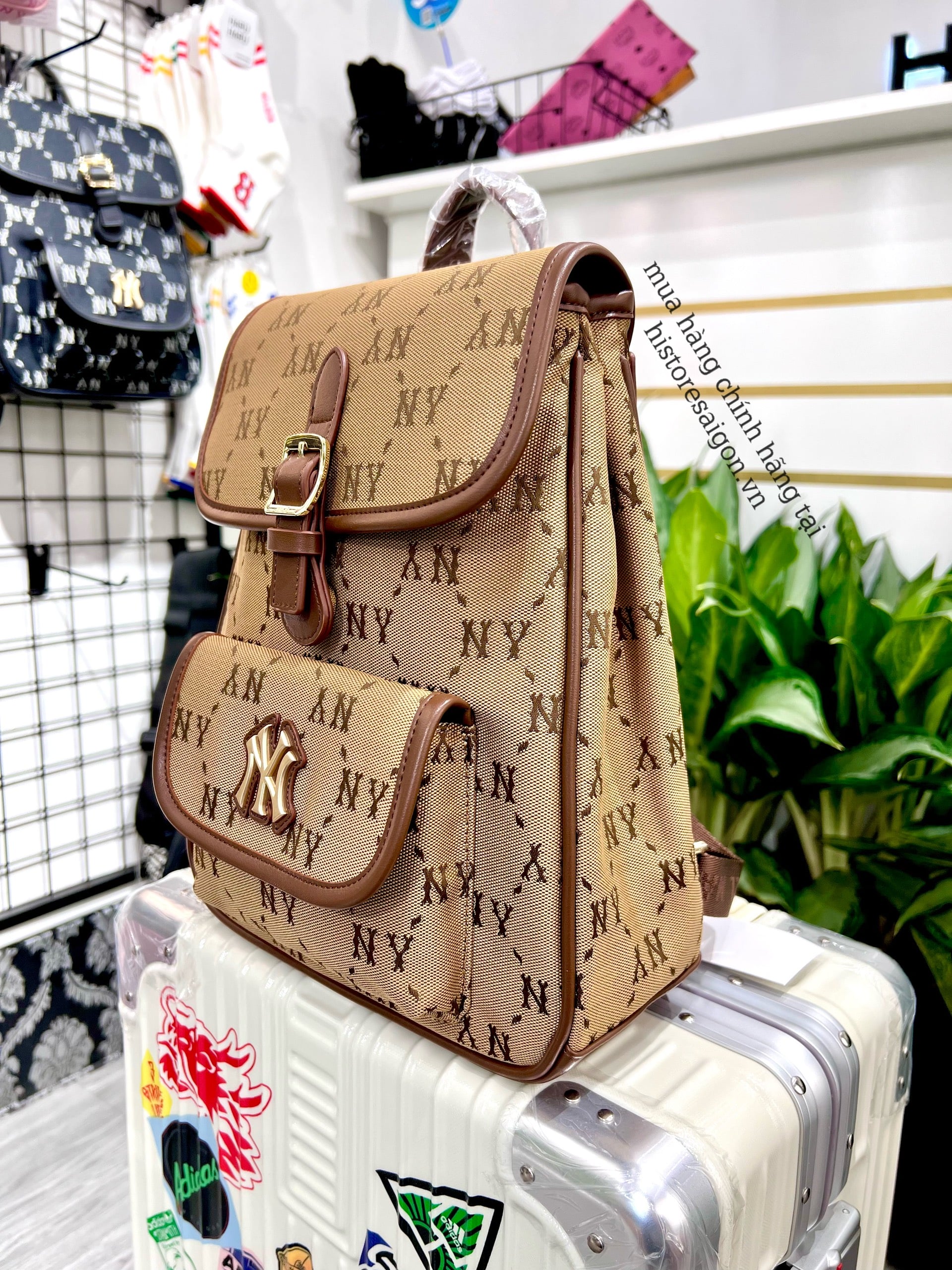 935 -  Balo MLB Jacquard Diamond Monogram NY SS24 - Beige - Code 7ABKMD74N 50BGS [HÀNG CHÍNH HÃNG]