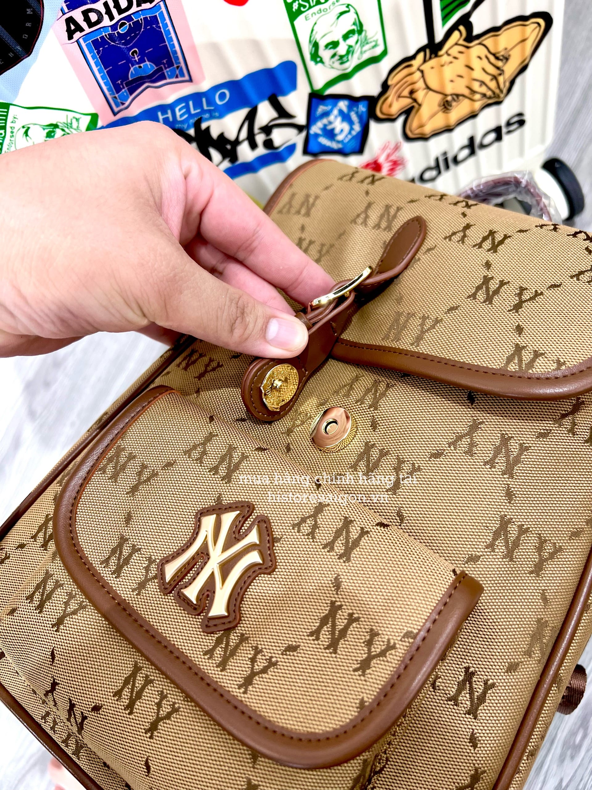 935 -  Balo MLB Jacquard Diamond Monogram NY SS24 - Beige - Code 7ABKMD74N 50BGS [HÀNG CHÍNH HÃNG]