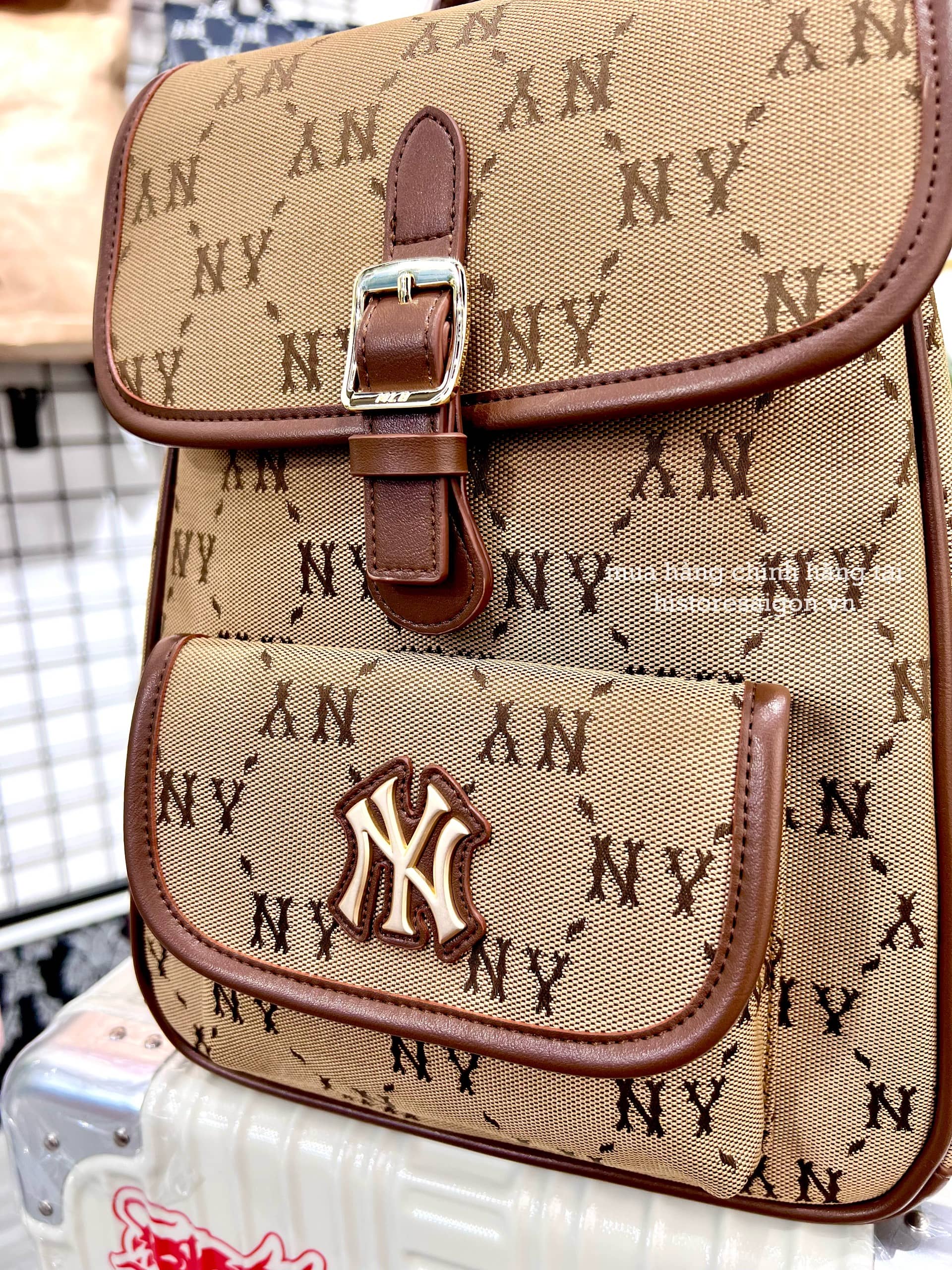 935 -  Balo MLB Jacquard Diamond Monogram NY SS24 - Beige - Code 7ABKMD74N 50BGS [HÀNG CHÍNH HÃNG]