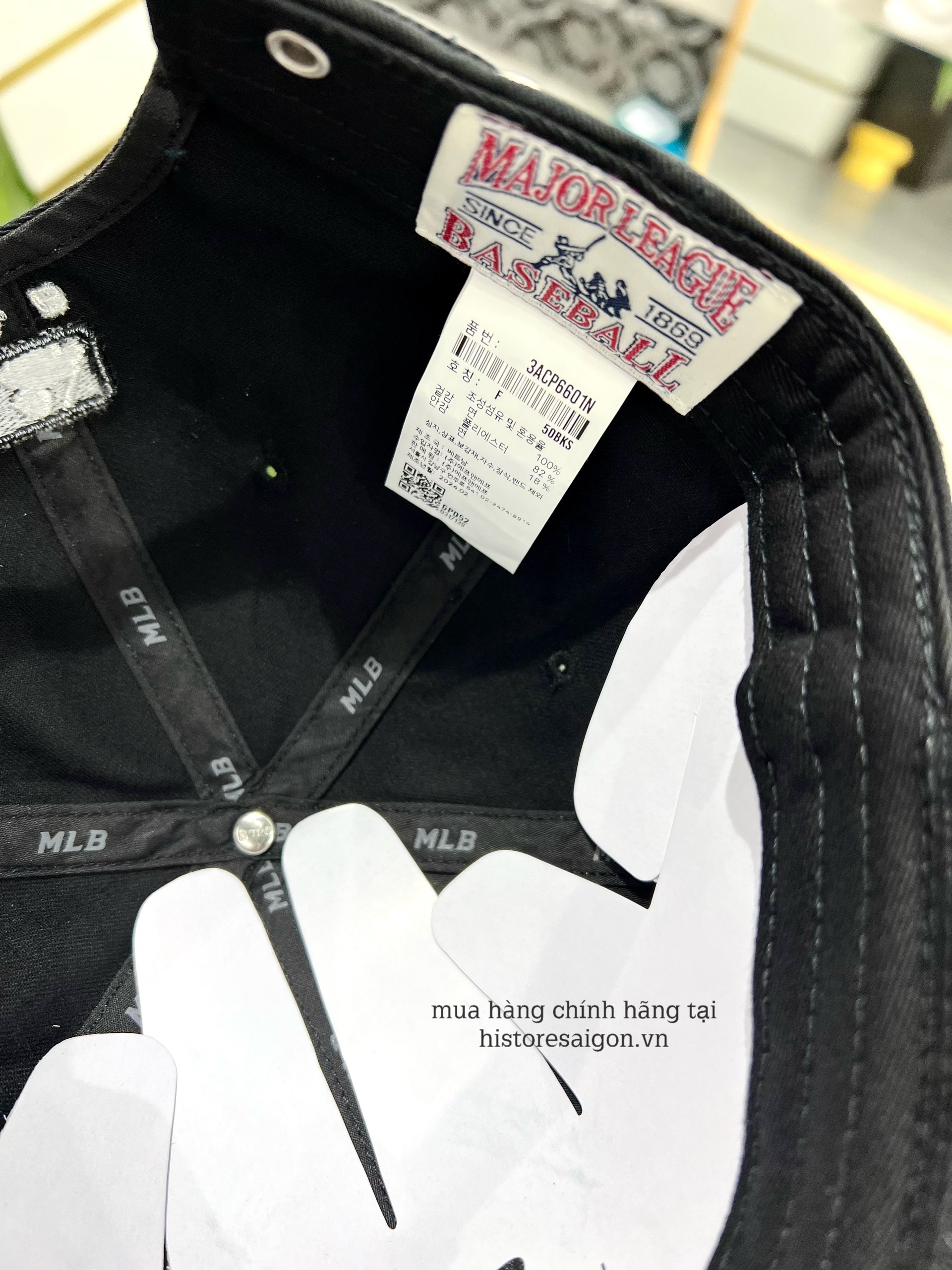 418 -  Nón MLB Unstructured Ball cap - Đen - Ny Trắng To - Code 3ACP6601N 50BKS [HÀNG CHÍNH HÃNG]