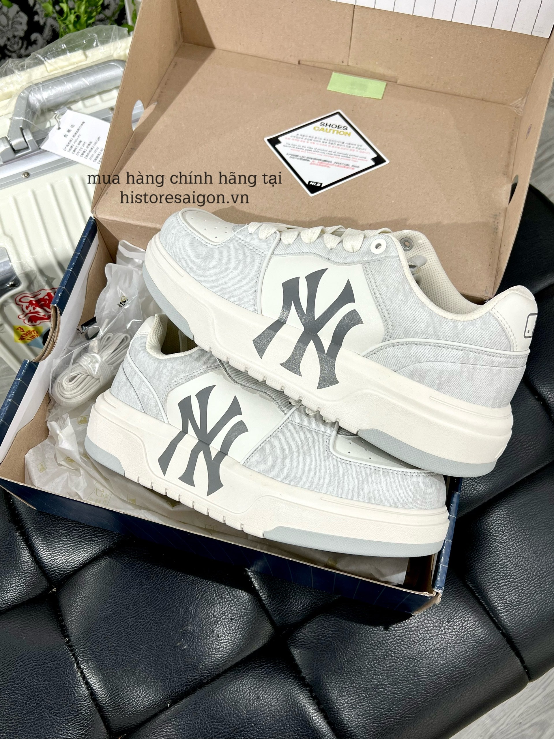 1104 -  Giày MLB Chunky Liner Denim Classic Mono New York Yankees ''Grey'' - Code 3ASXCLD4N 50GRS [HÀNG CHÍNH HÃNG]