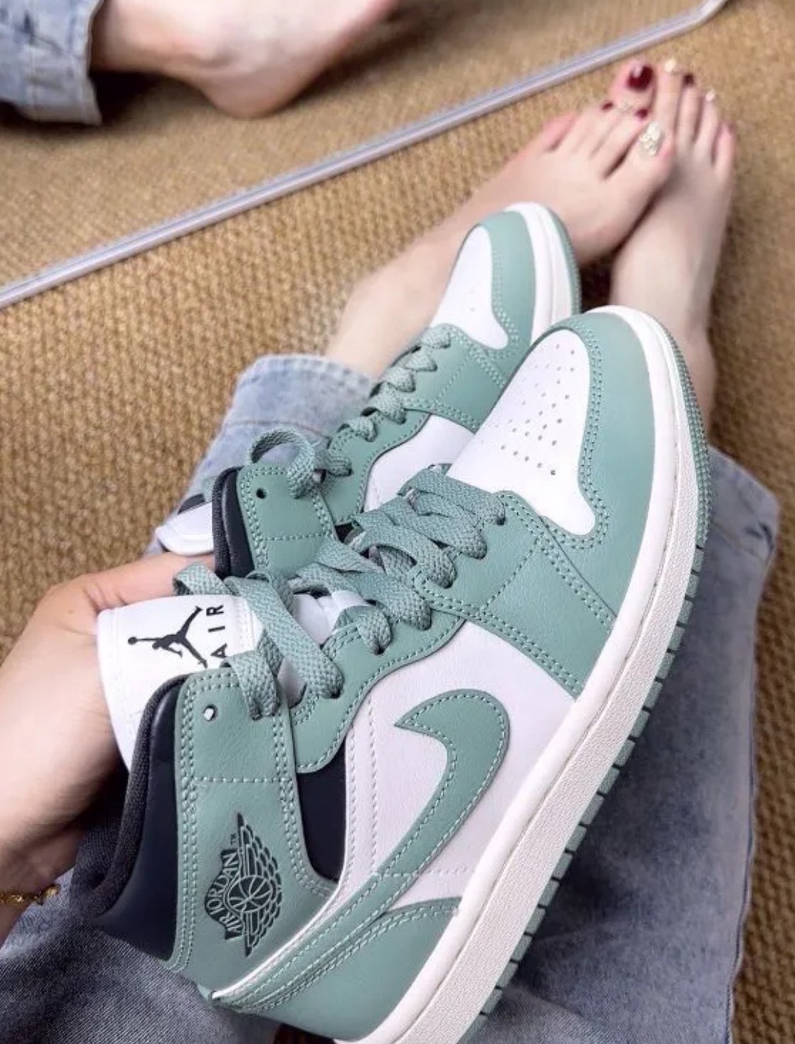 1108 -  Giày Nike Air Jordan 1 Mid Jade Smoke BQ6472 130  [HÀNG CHÍNH HÃNG]
