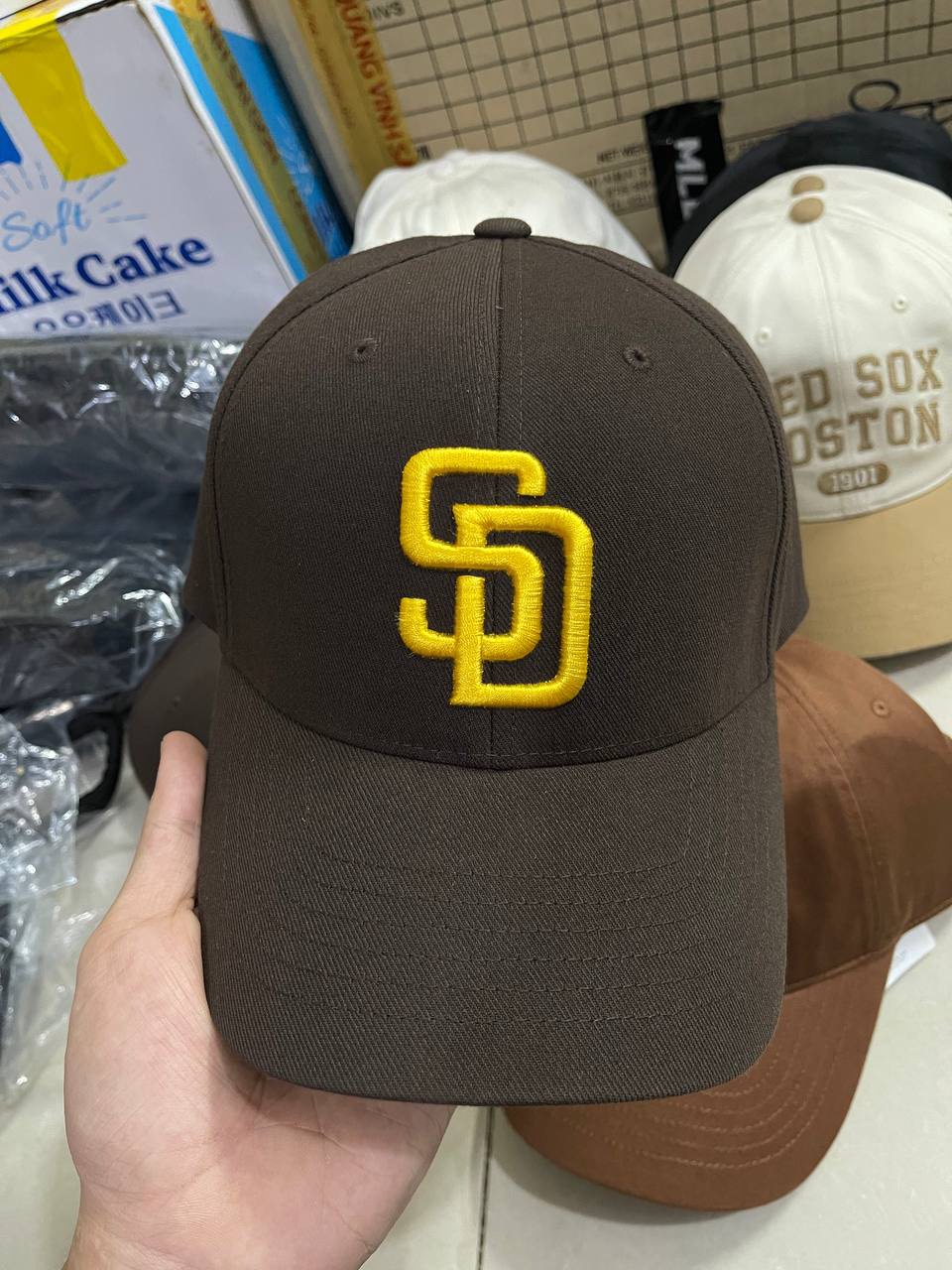 1144 - Nón MLB New Fit Structured Ball Cap San Diego Padres D.Brown - Nâu - Code 3ACP0802N 13BRD - [HÀNG CHÍNH HÃNG]