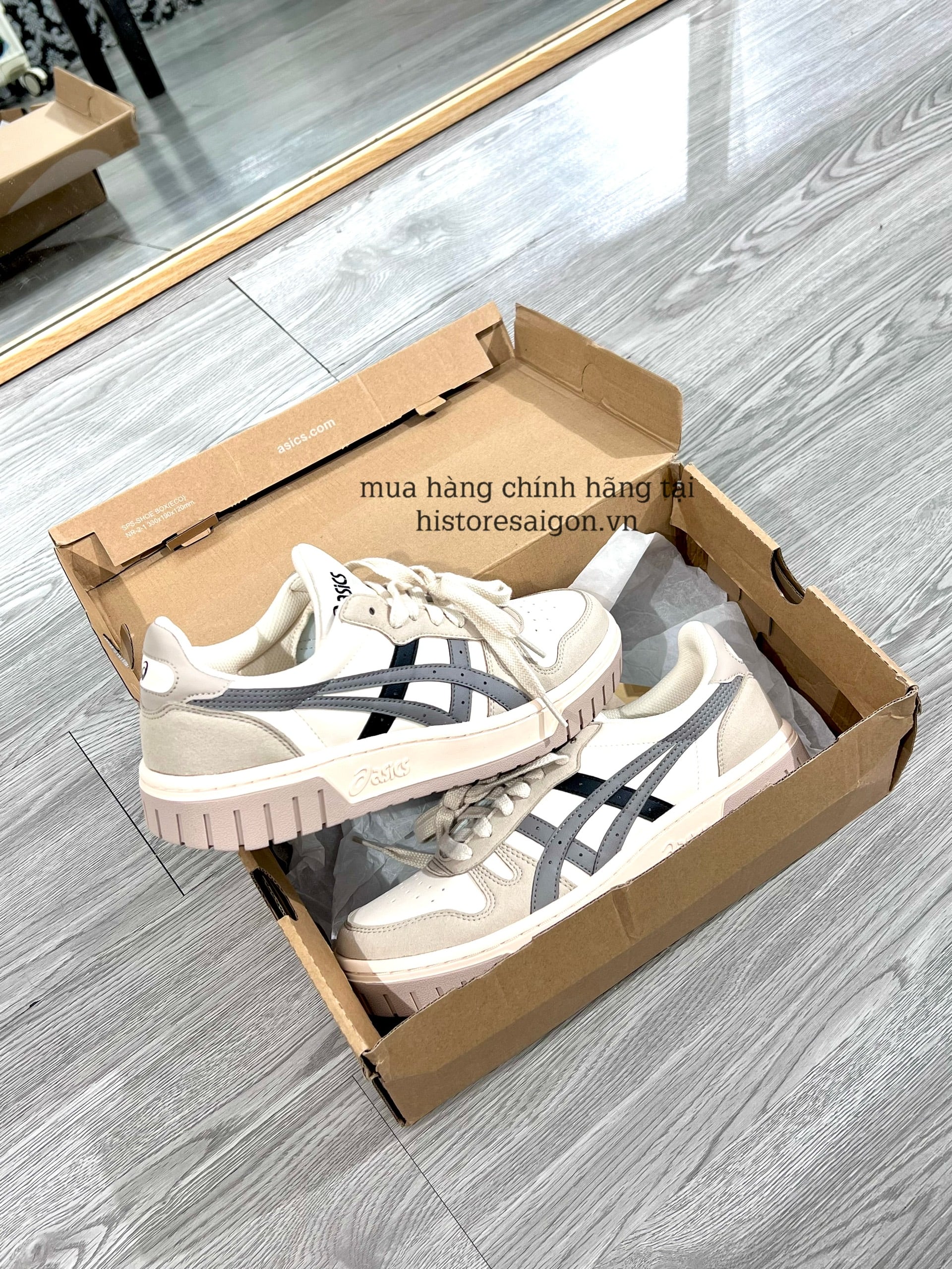 638 -  Giày Asics Court MZ Cream Black Gum - Code 1203A127 700 [HÀNG CHÍNH HÃNG]