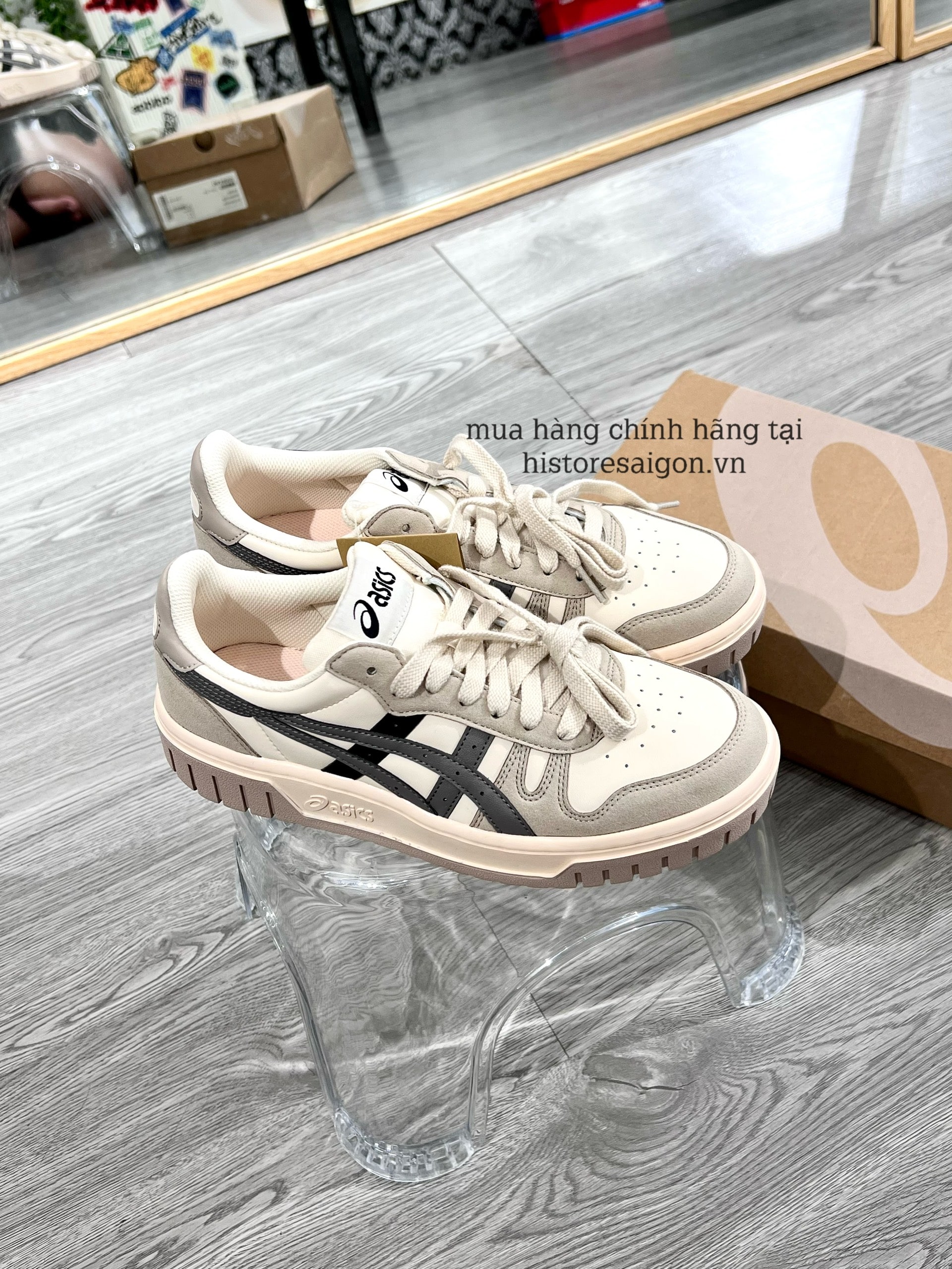 638 -  Giày Asics Court MZ Cream Black Gum - Code 1203A127 700 [HÀNG CHÍNH HÃNG]