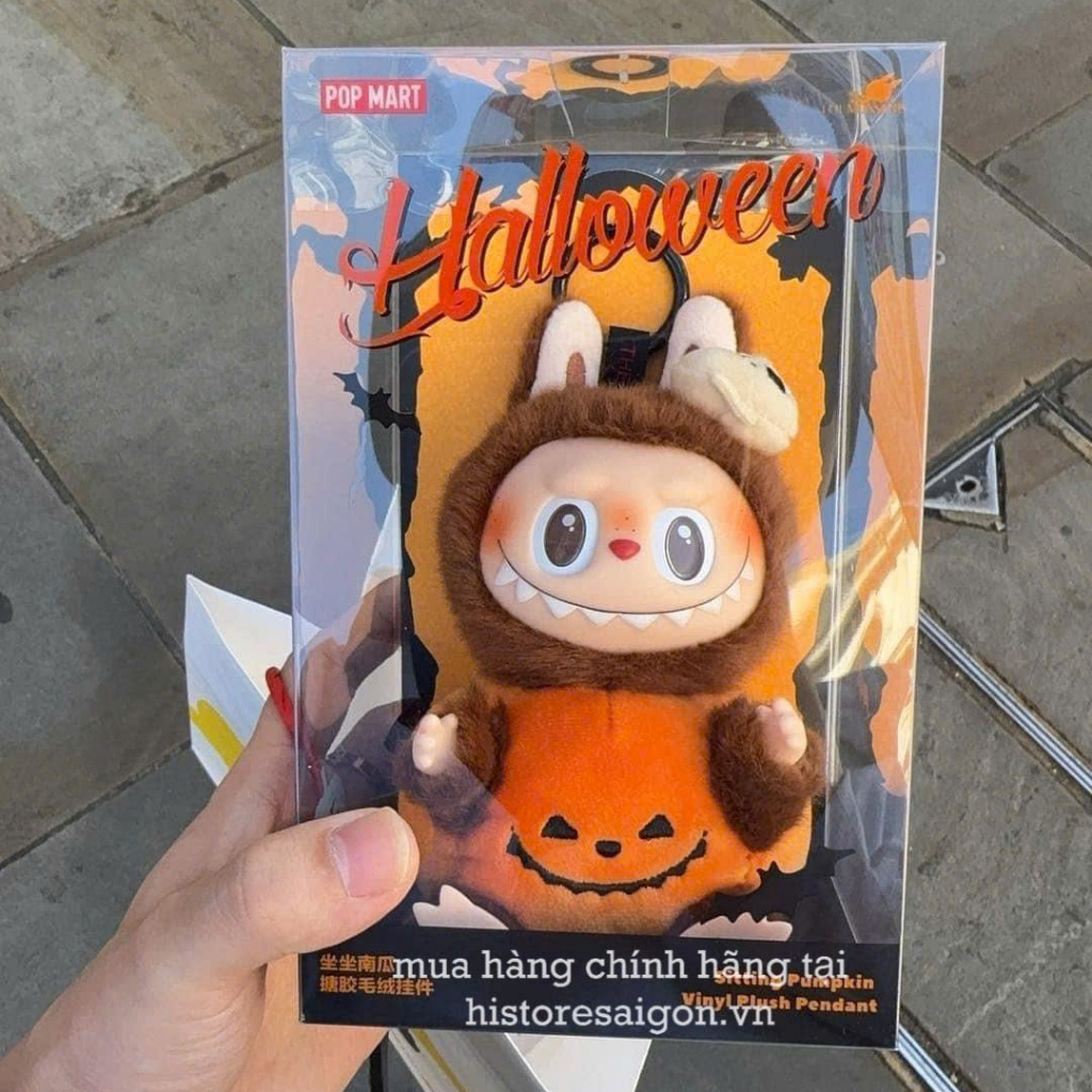 1200 - Labubu Halloween POPMART Labubu Bí Ngô The Monster Happy Halloween Party Series Sitting Pumpkin Vinyl Plus Pendent Size 15cm [HÀNG CHÍNH HÃNG]