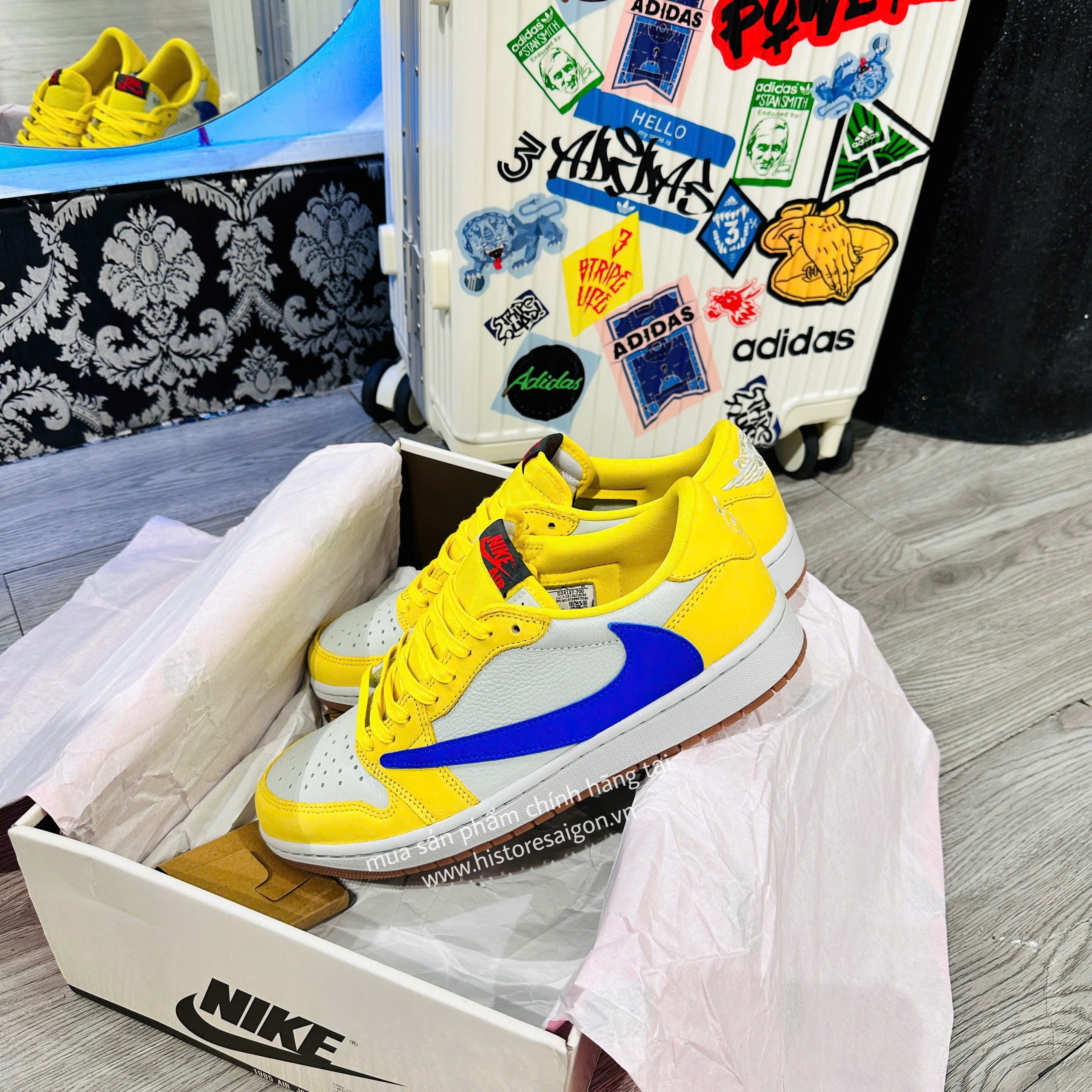 1223 -  Giày Nike Air Jordan 1 Retro x Travis Scott ‘Canary’ DZ4137-700 HÀNG CHÍNH HÃNG