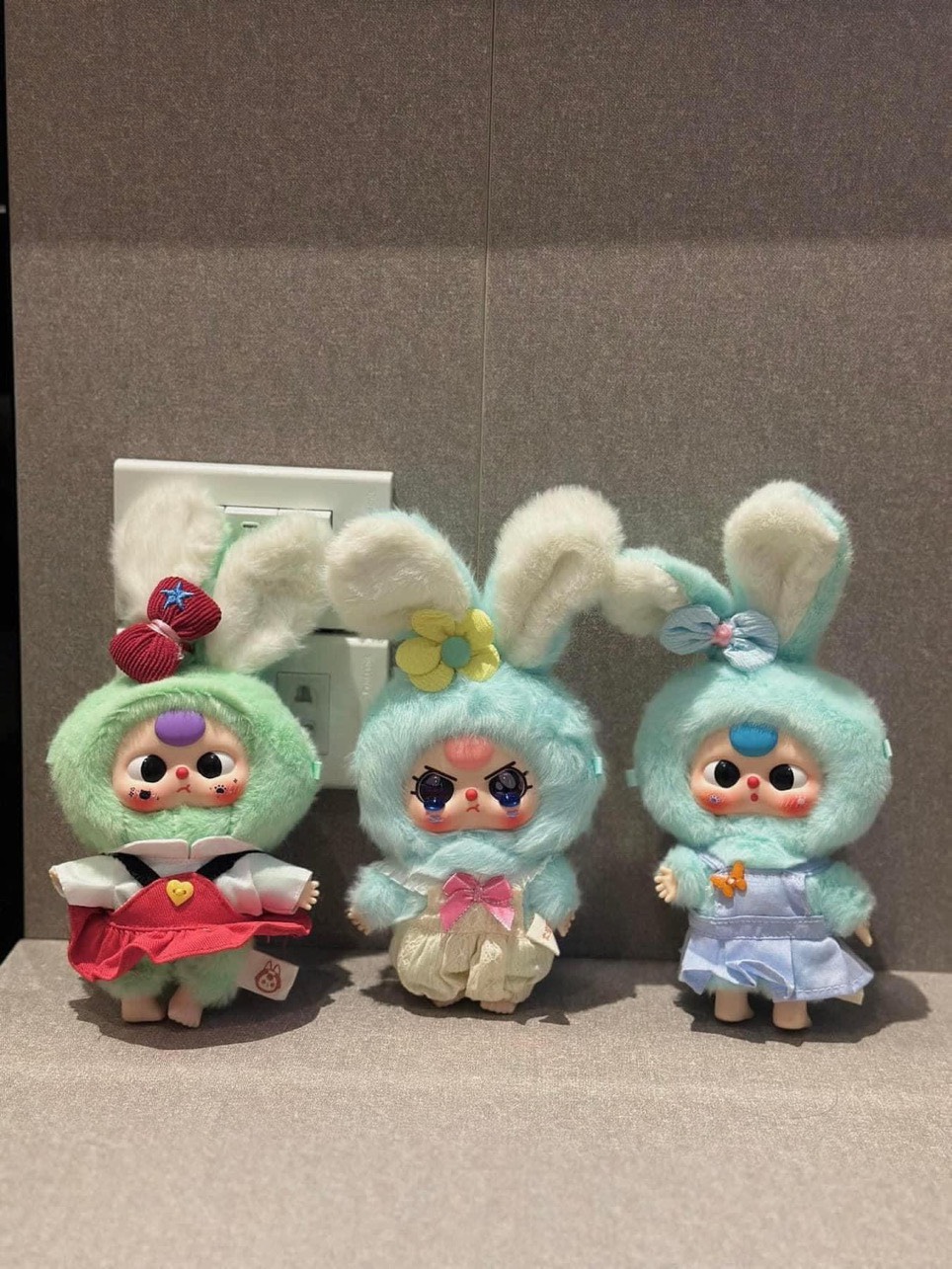 1132 - Baby Three Bunny Macaron Set 6 Bé - Baby Three Bunny Macaron Series Animal Party Big Cute Plush Series Art Toy [CHÍNH HÃNG]