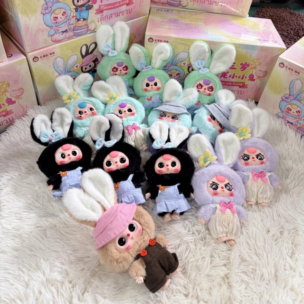 1136 - Baby Three Bunny Macaron Blindbox - Baby Three Bunny Macaron Series Animal Party Big Cute Plush Series Art Toy [CHÍNH HÃNG]