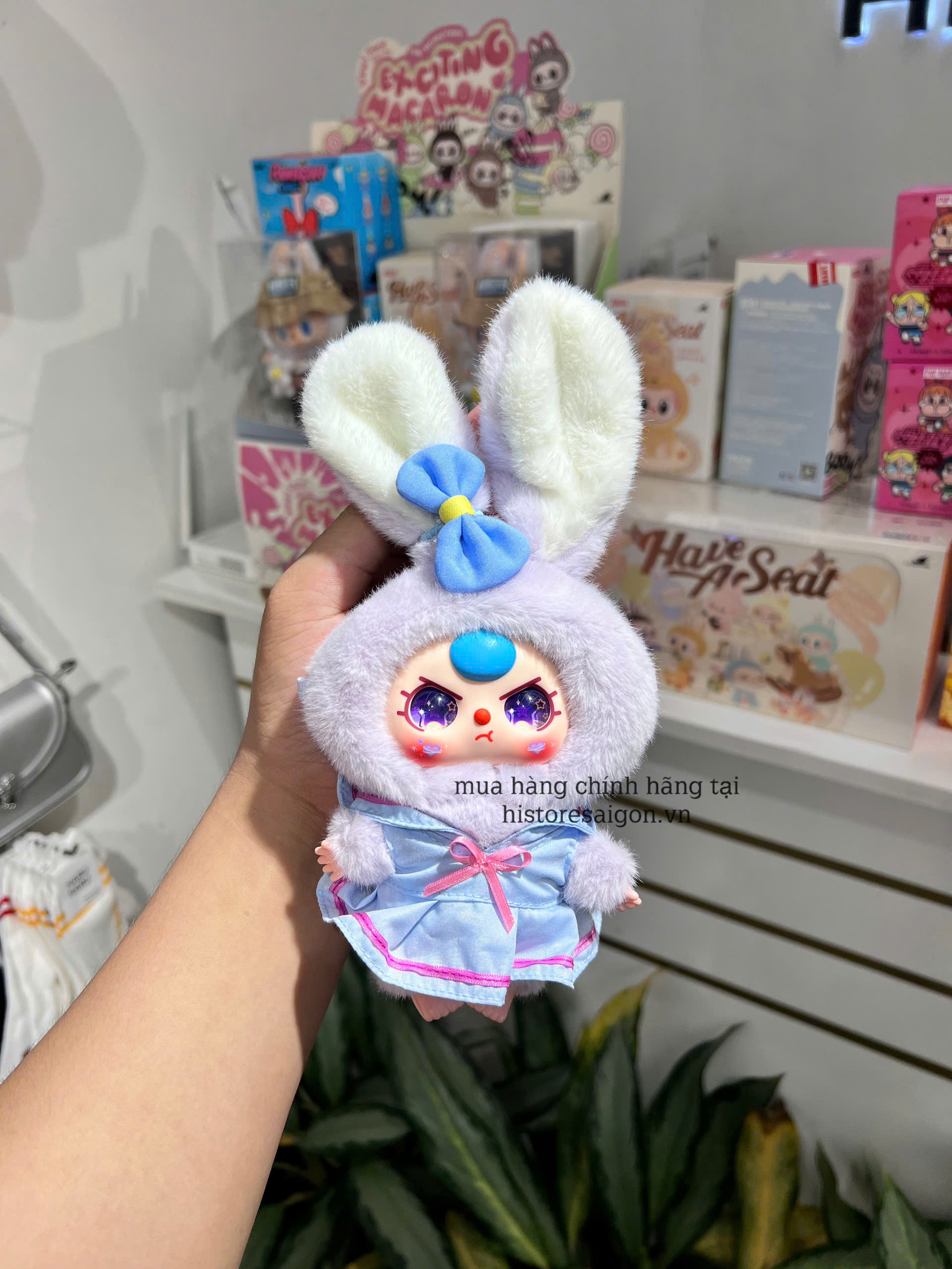 1132 - Baby Three Bunny Macaron Set 6 Bé - Baby Three Bunny Macaron Series Animal Party Big Cute Plush Series Art Toy [CHÍNH HÃNG]
