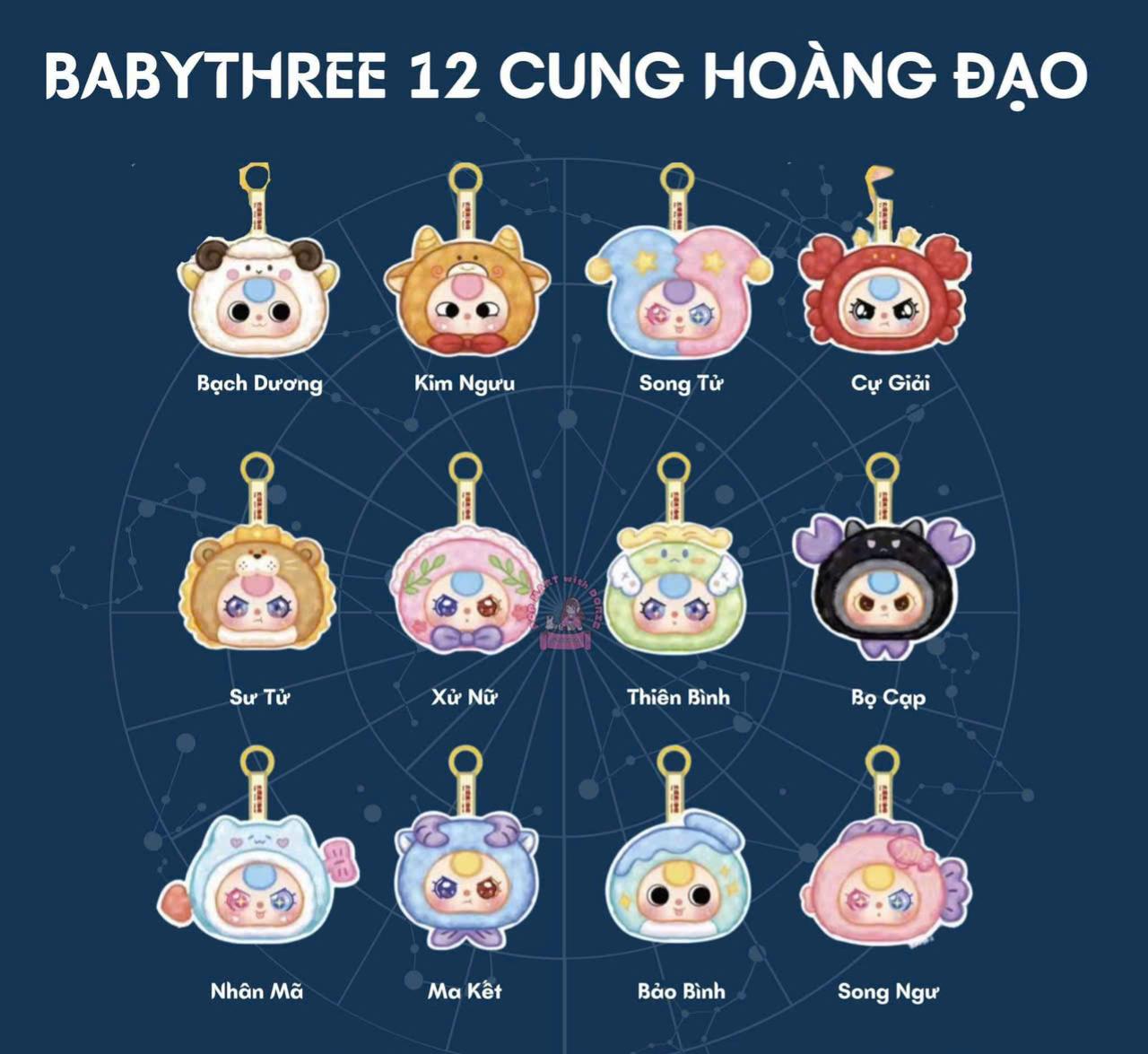 1174  - Baby Three 12 cung hoàng đạo - Lựa mẫu - Baby Three 12 Constellations Plush Series Art Toy [CHÍNH HÃNG]