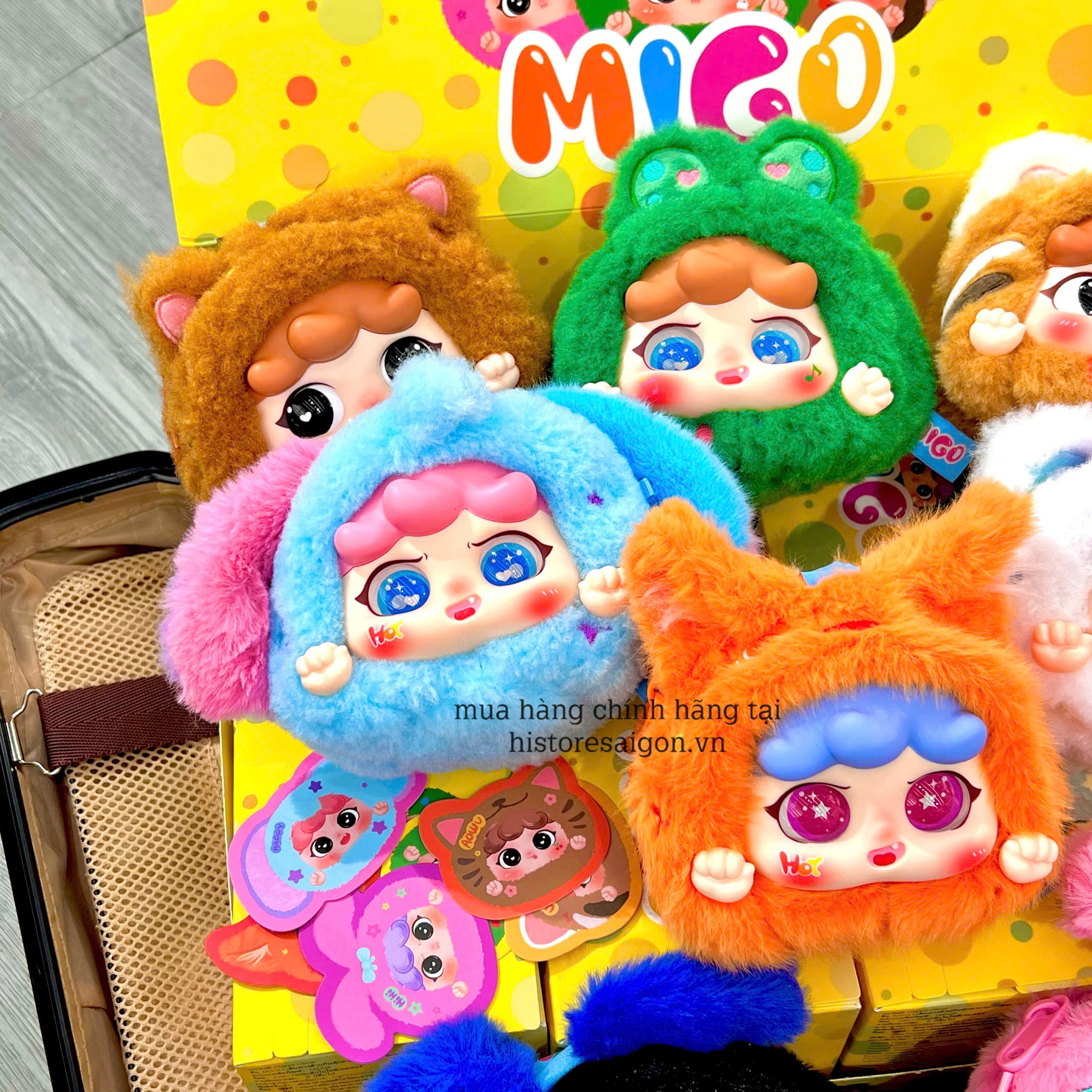 1183 - Baby Three Migo Travel Set 8 Bé - Có Mùi Thơm và Khóa Kéo - Baby Three Animal Party Big Cute Plush Series Art Toy [CHÍNH HÃNG]