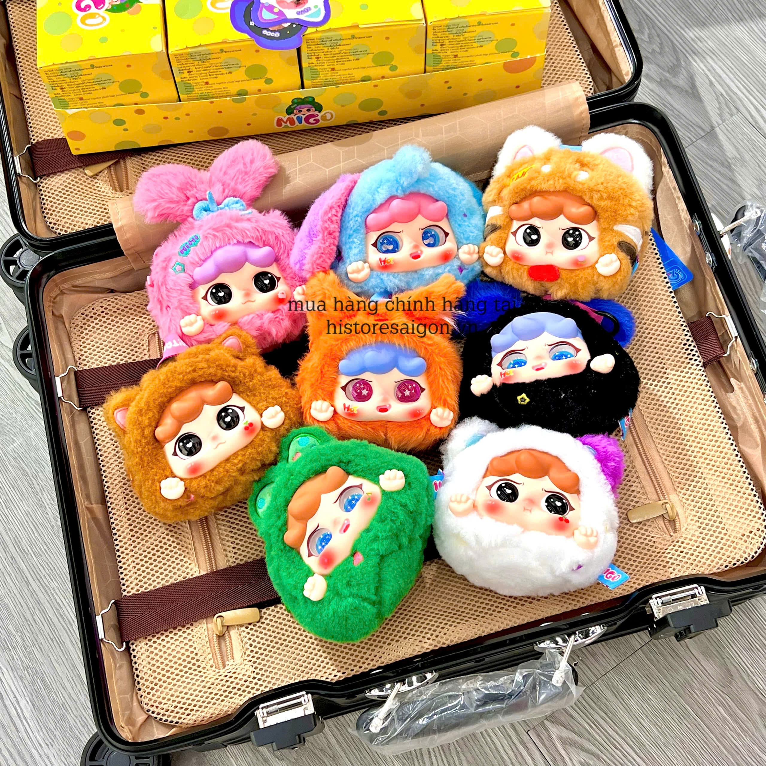 1183 - Baby Three Migo Travel Set 8 Bé - Có Mùi Thơm và Khóa Kéo - Baby Three Animal Party Big Cute Plush Series Art Toy [CHÍNH HÃNG]