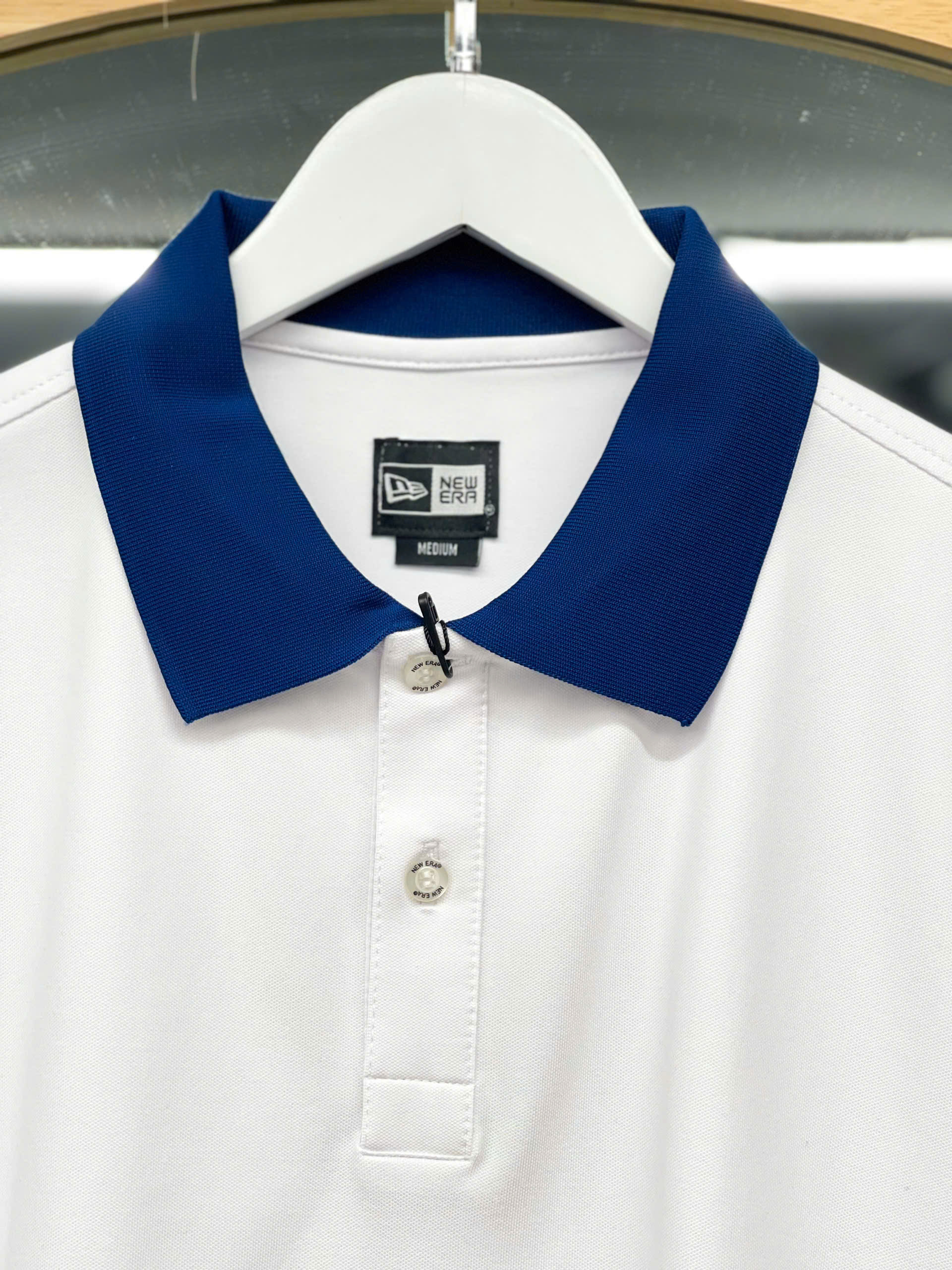 1264 - Áo Polo New Era LA Big Logo Los Angeles Doggers Trắng Sọc Xanh [HÀNG CHÍNH HÃNG]