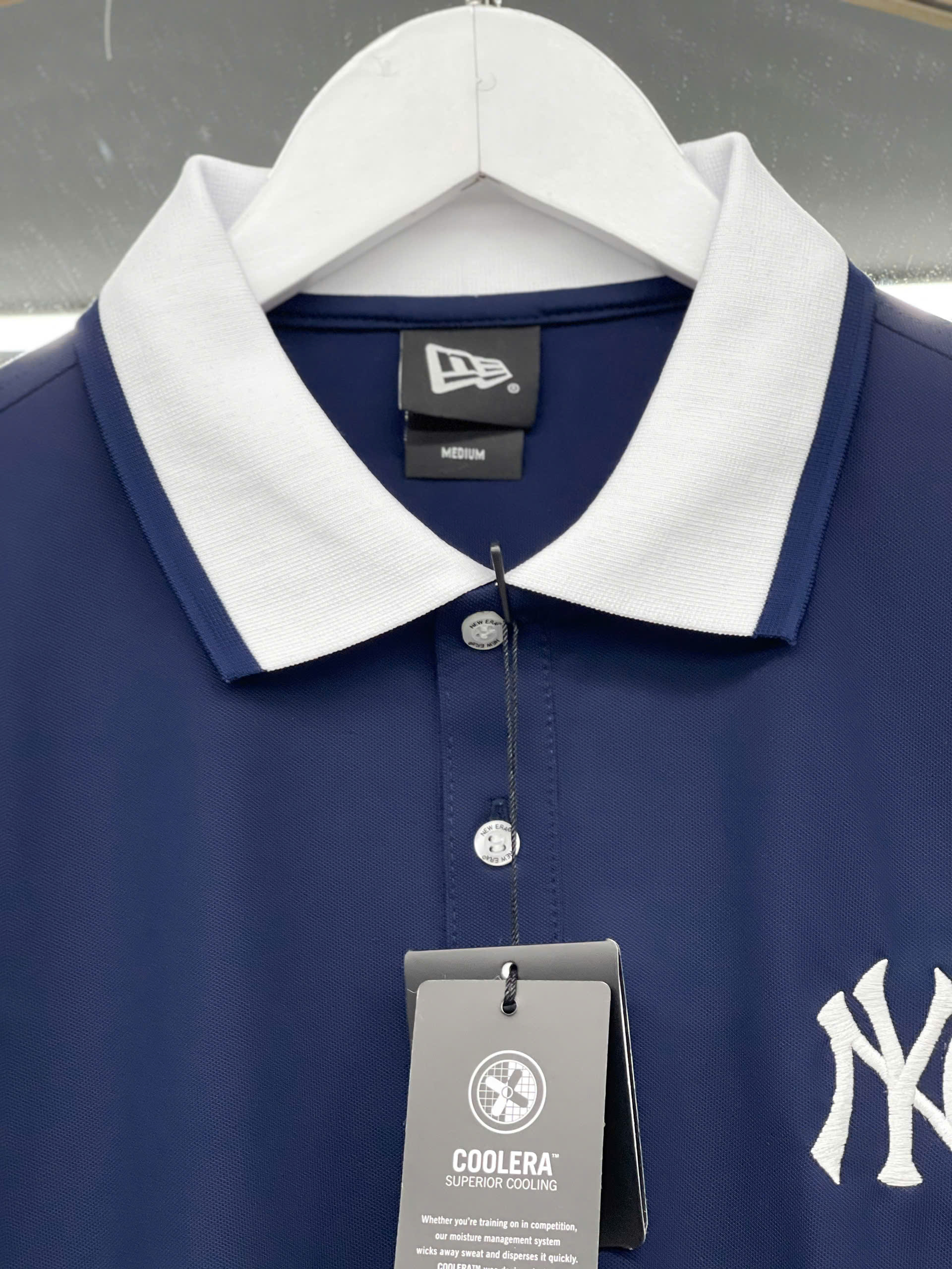 1255 - Áo Polo New Era NY Xanh Navy Xọc Tay Trắng Thủy Thủ [HÀNG CHÍNH HÃNG]