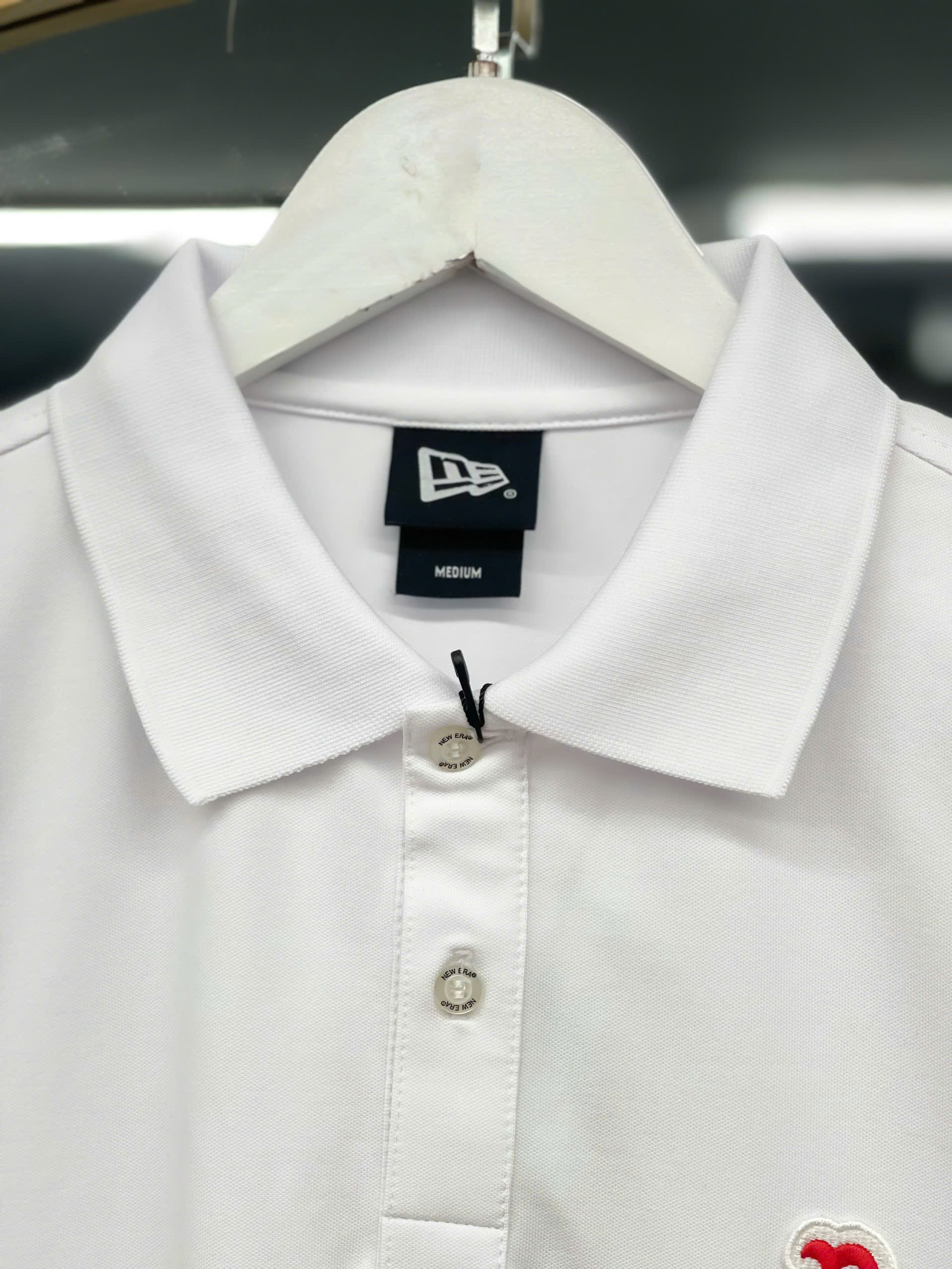1254 - Áo Polo New Era Big B Đỏ Basic Trắng [HÀNG CHÍNH HÃNG]