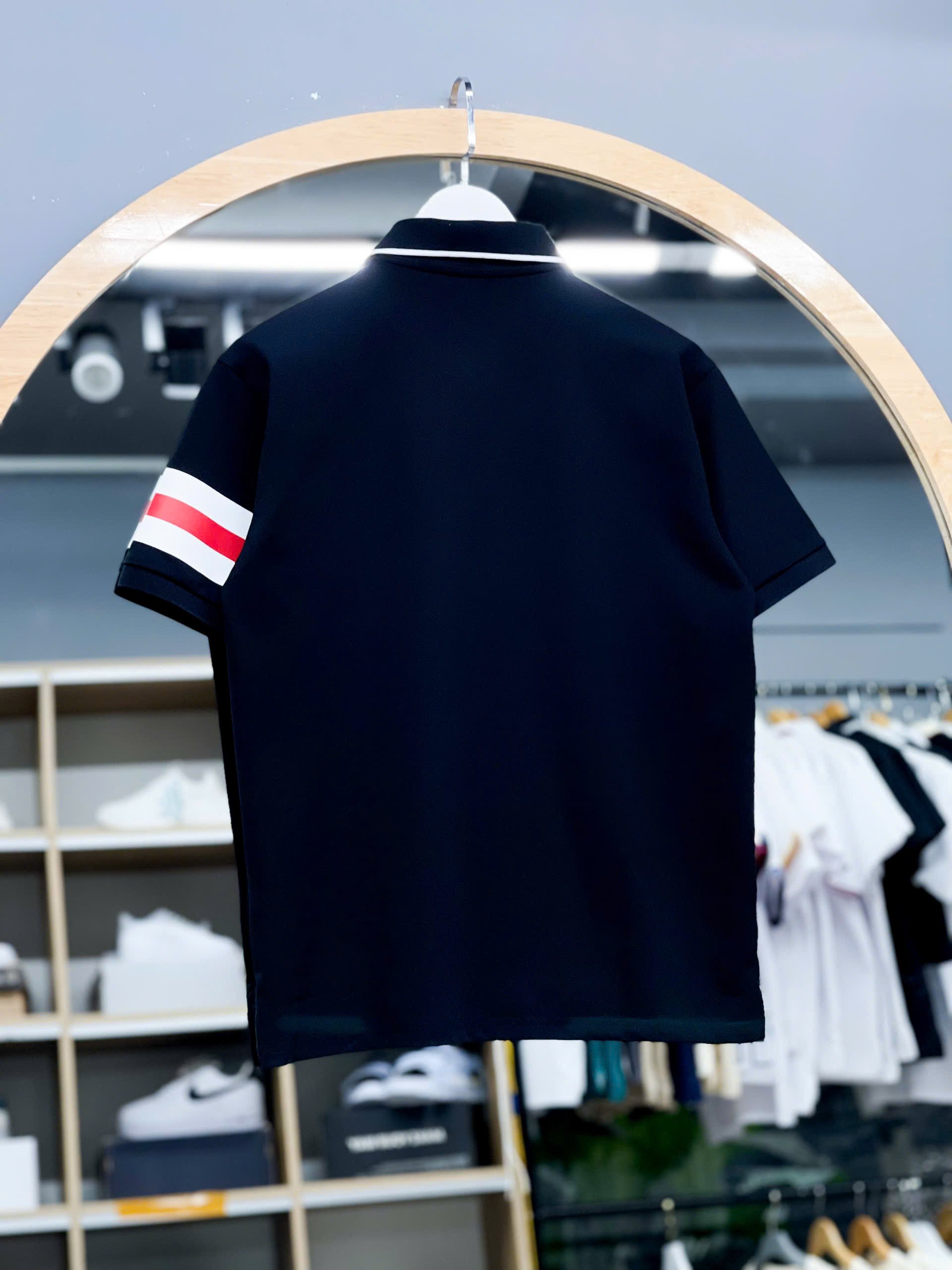 1303  - Áo Polo New Era - Đen - Tay Sọc Trắng - NY  [HÀNG CHÍNH HÃNG]