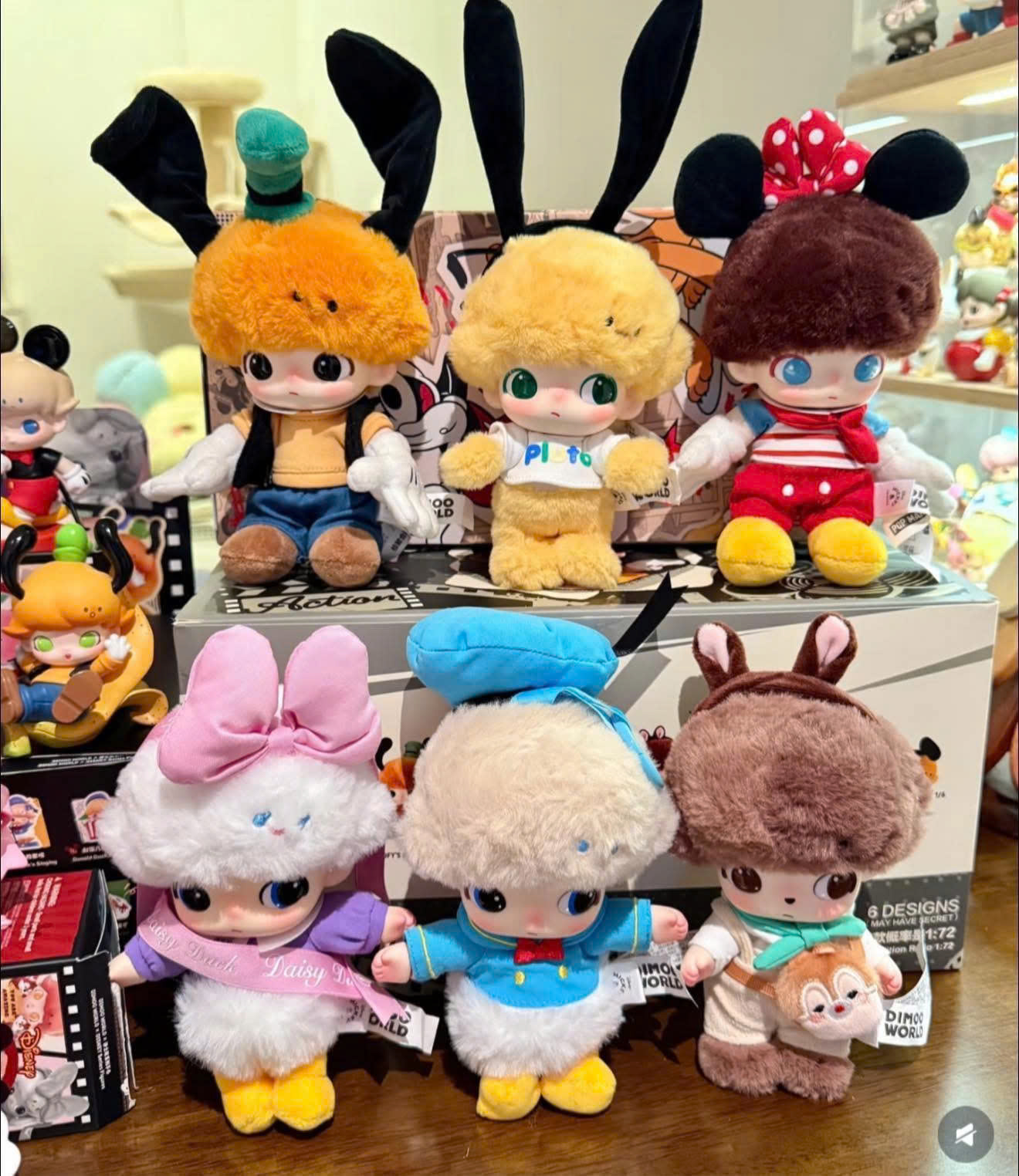 1384 - Dimoo Bông Set 6 Bé - Dimoo World Set 6 Bé - POPMART Dimoo World x Disney Series-Vinyl Plush Keychain Blindbox - Code 01302810652 [HÀNG CHÍNH HÃNG]